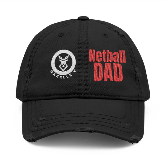 Netball Dad Hat Premium Distressed Embroidered Cap