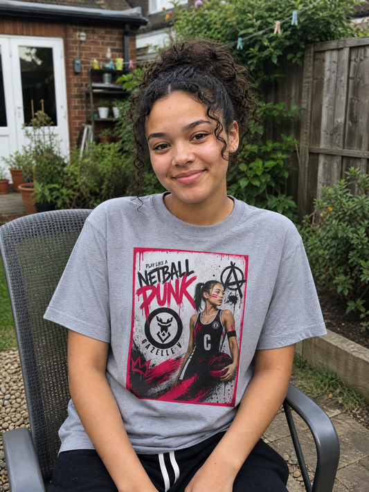 'C Netball Punk' Limited Edition T-Shirt. PERSONALISATION AVAILABLE