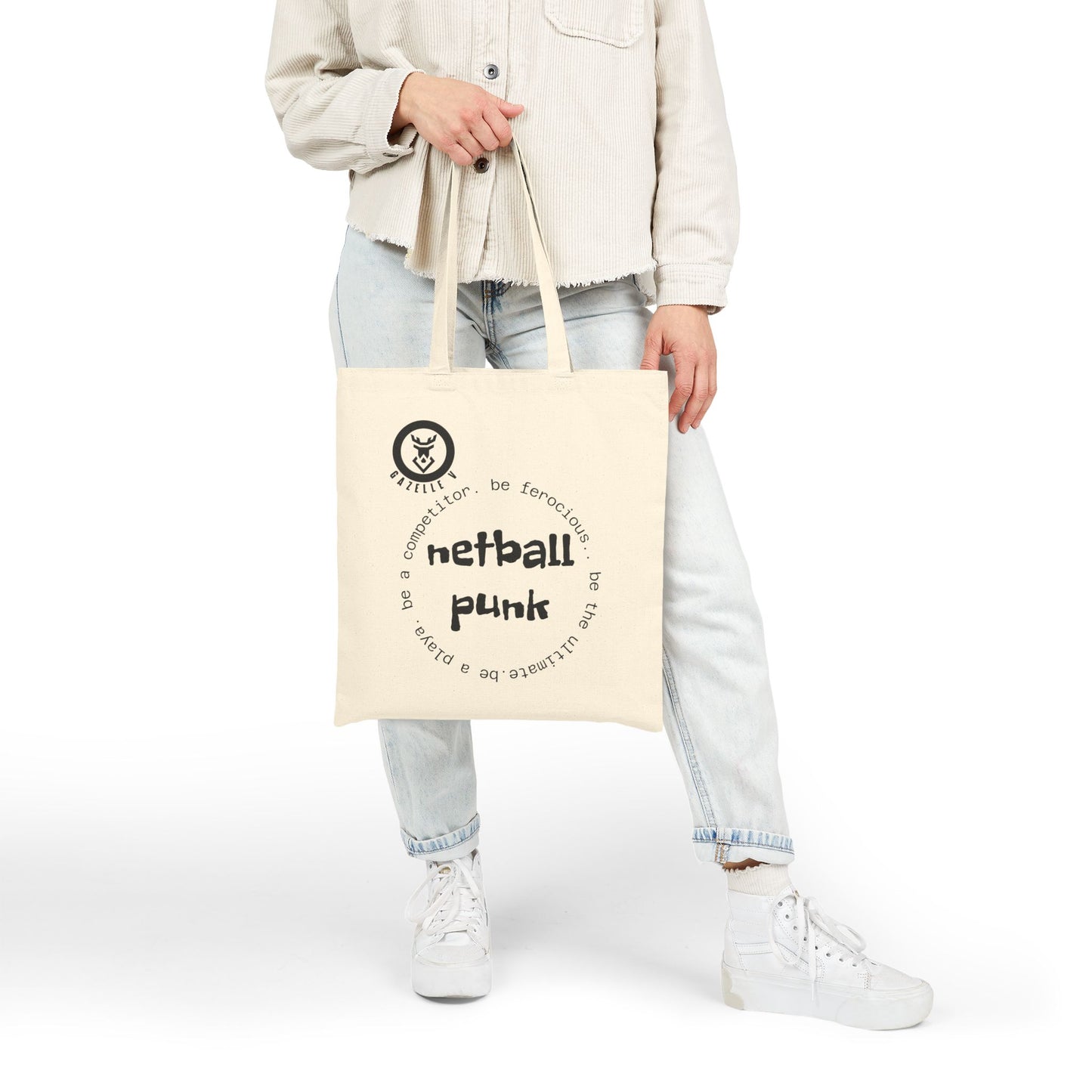 Gazelle Cotton Canvas Tote Bag 'Netball Punk'