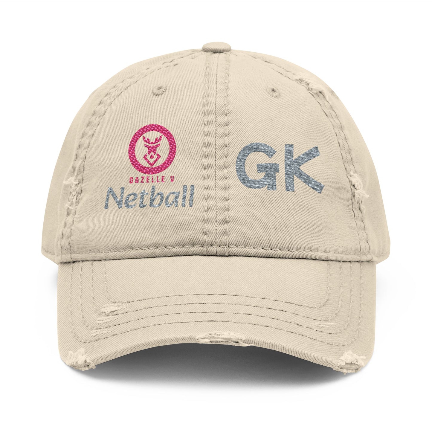 Gazelle 'Netball GK' Embroidered Distressed Baseball Cap