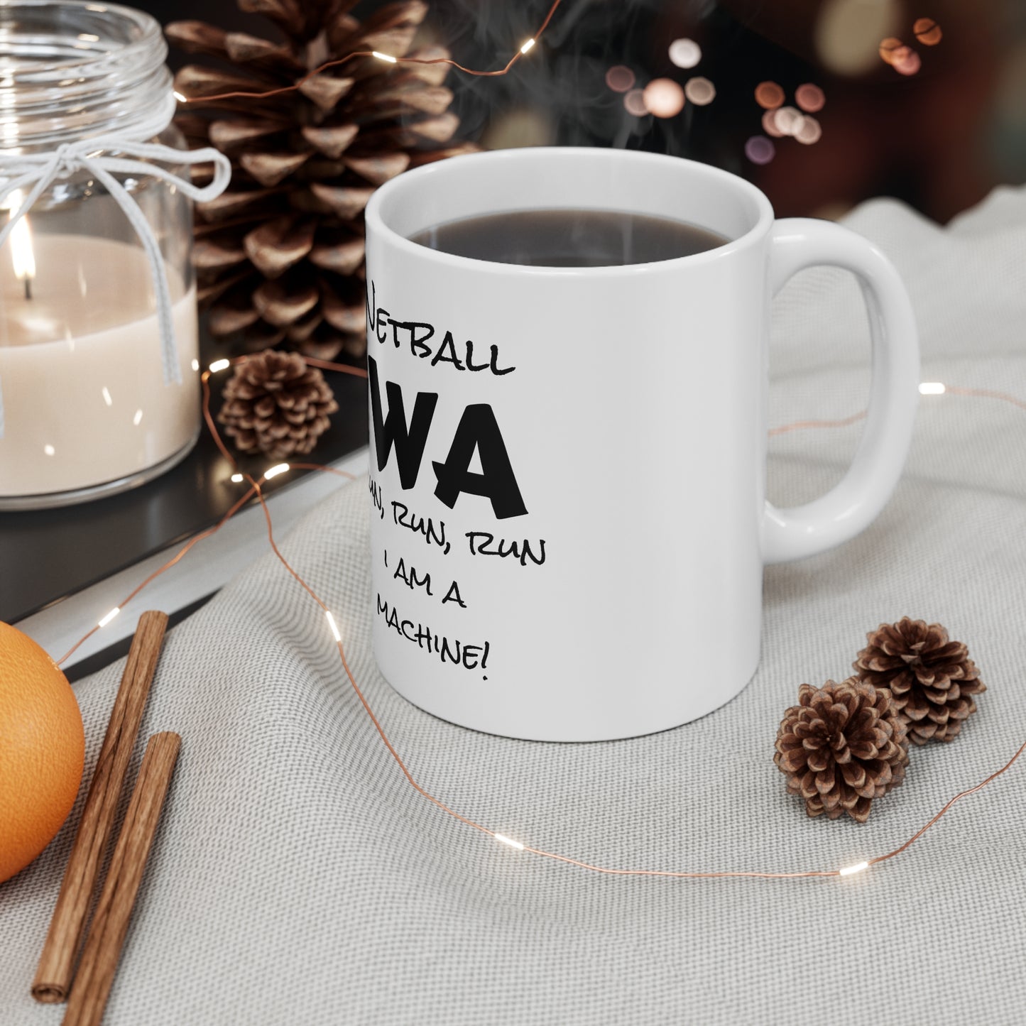 Gazelle 'Netball WA - Run, Run, Run...I Am A Machine!' coffee mug