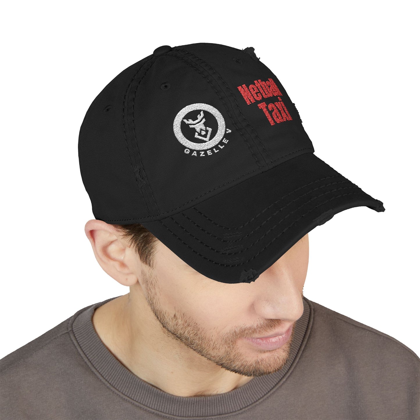 Netball Taxi Hat Premium Distressed Embroidered Cap