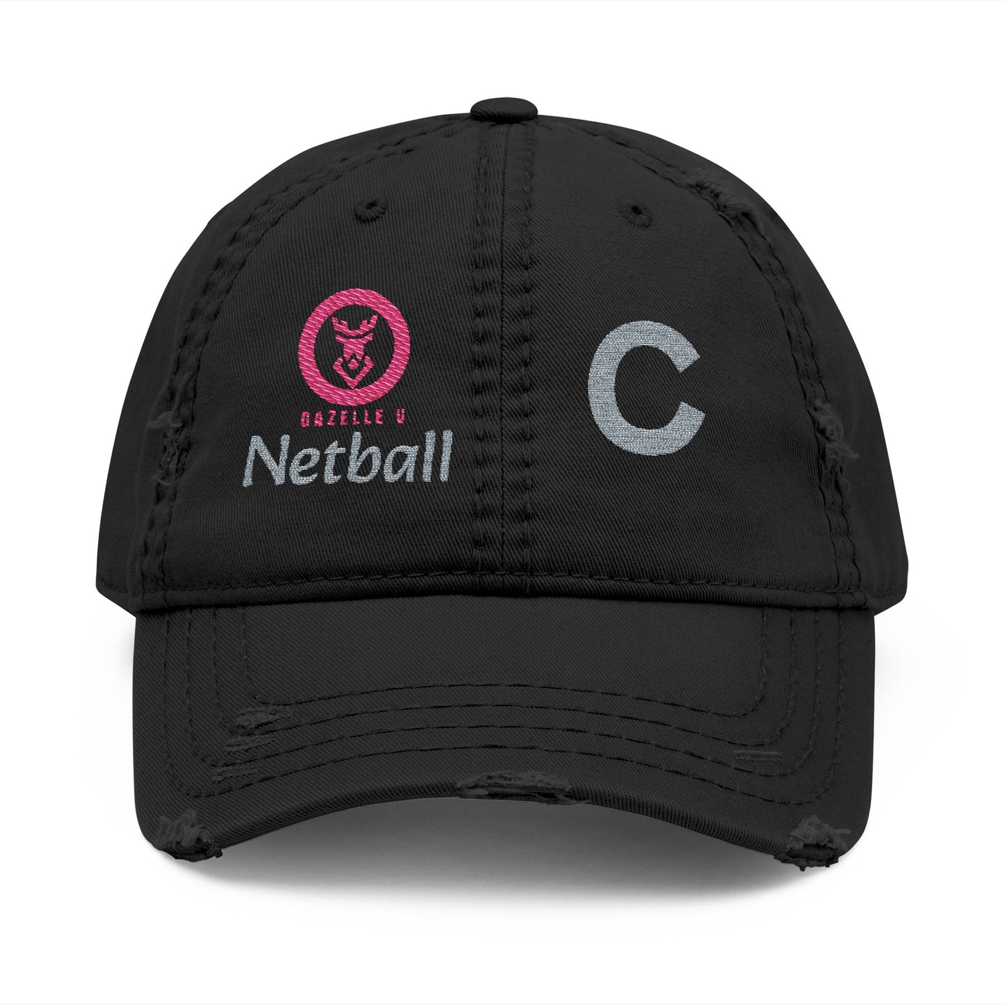 Gazelle 'Netball C' Embroidered Distressed Baseball Cap
