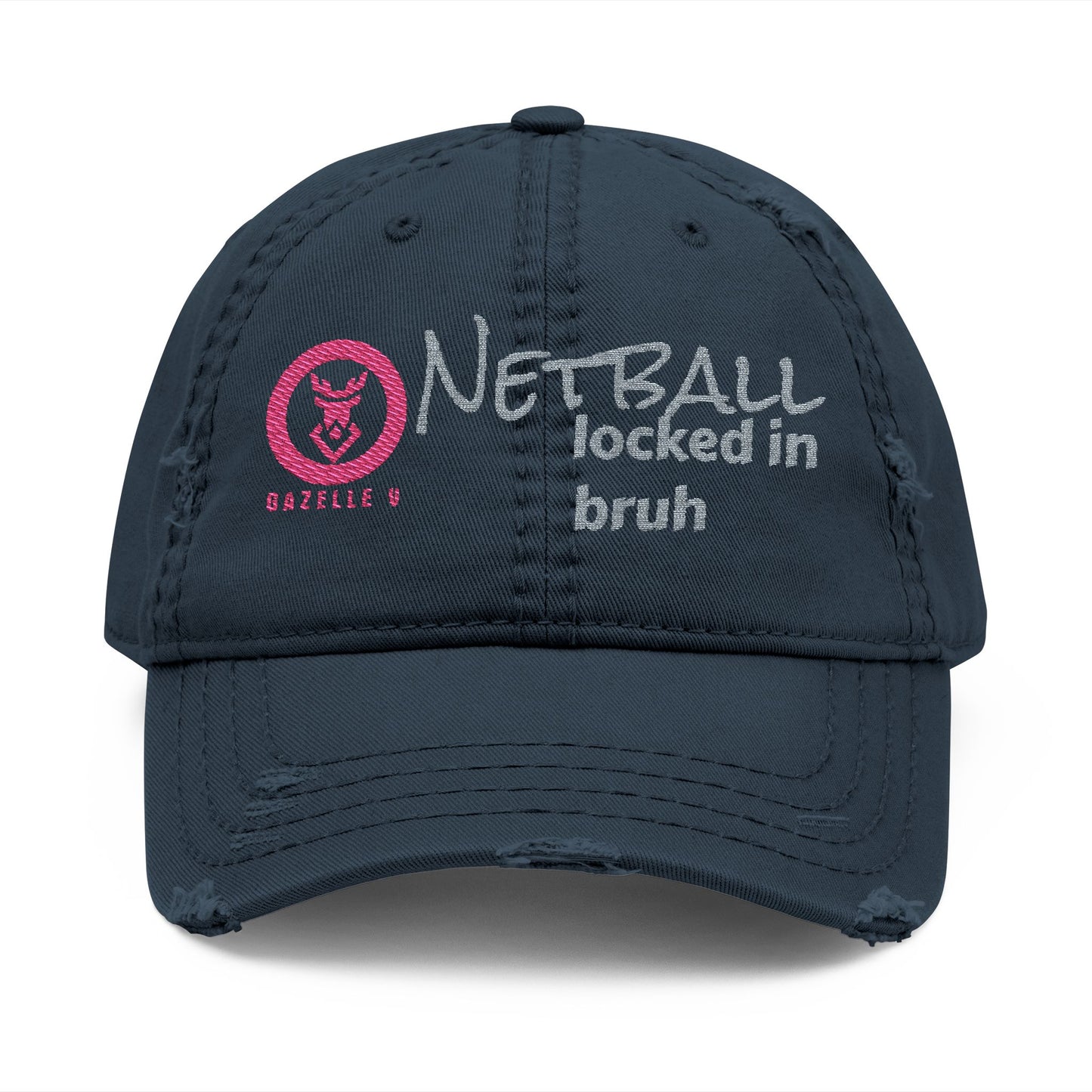 Gazelle 'Netball locked in bruh' Embroidered Distressed Baseball Cap