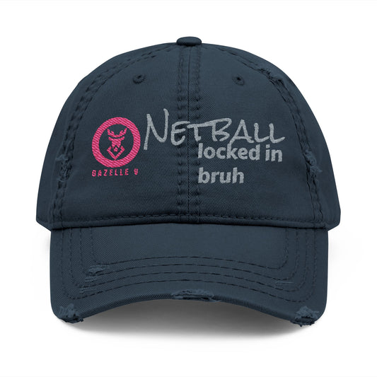 Gazelle 'Netball locked in bruh' Embroidered Distressed Baseball Cap