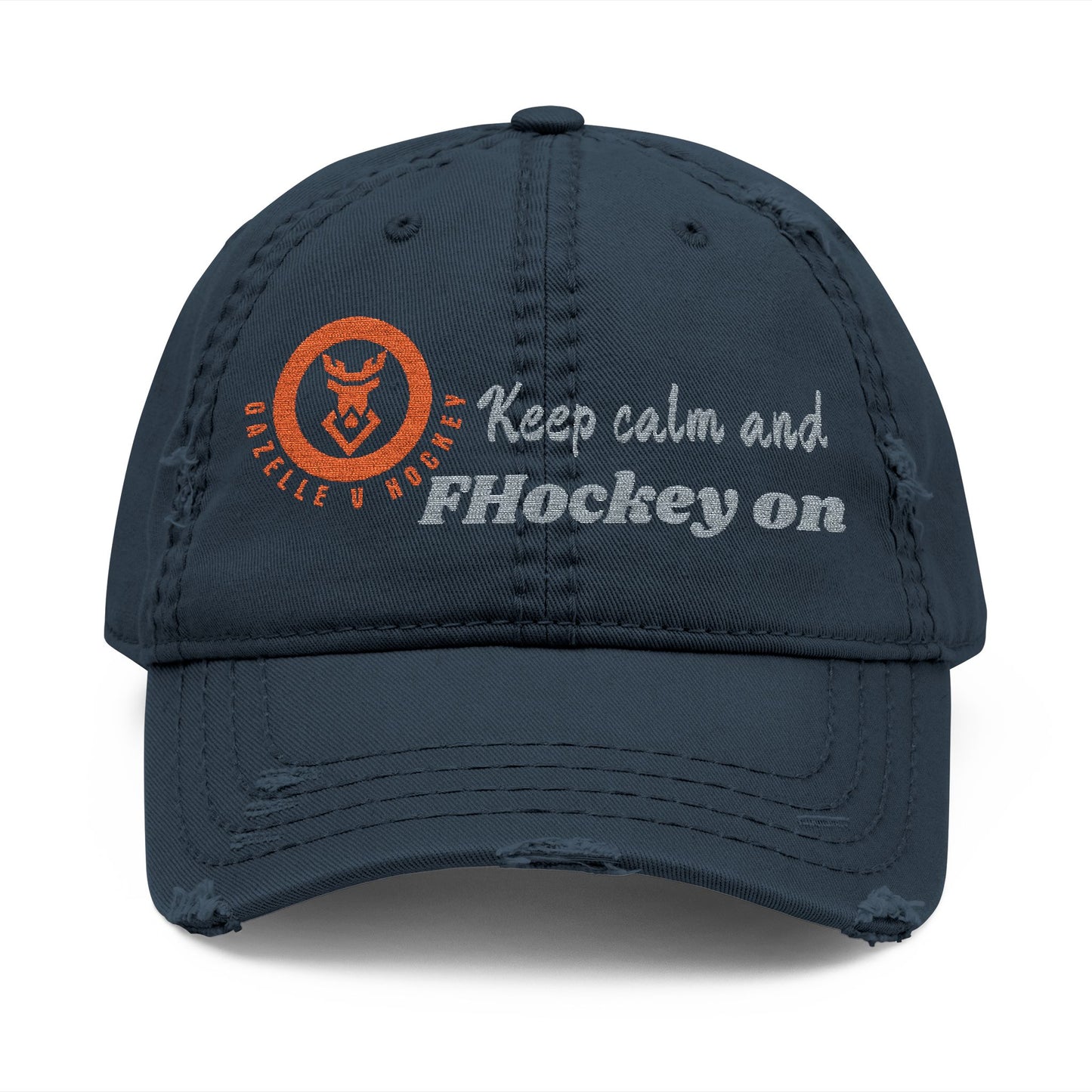 Gazelle V Hockey "Keep Calm and FHockey on" Distressed Embroidered Cap