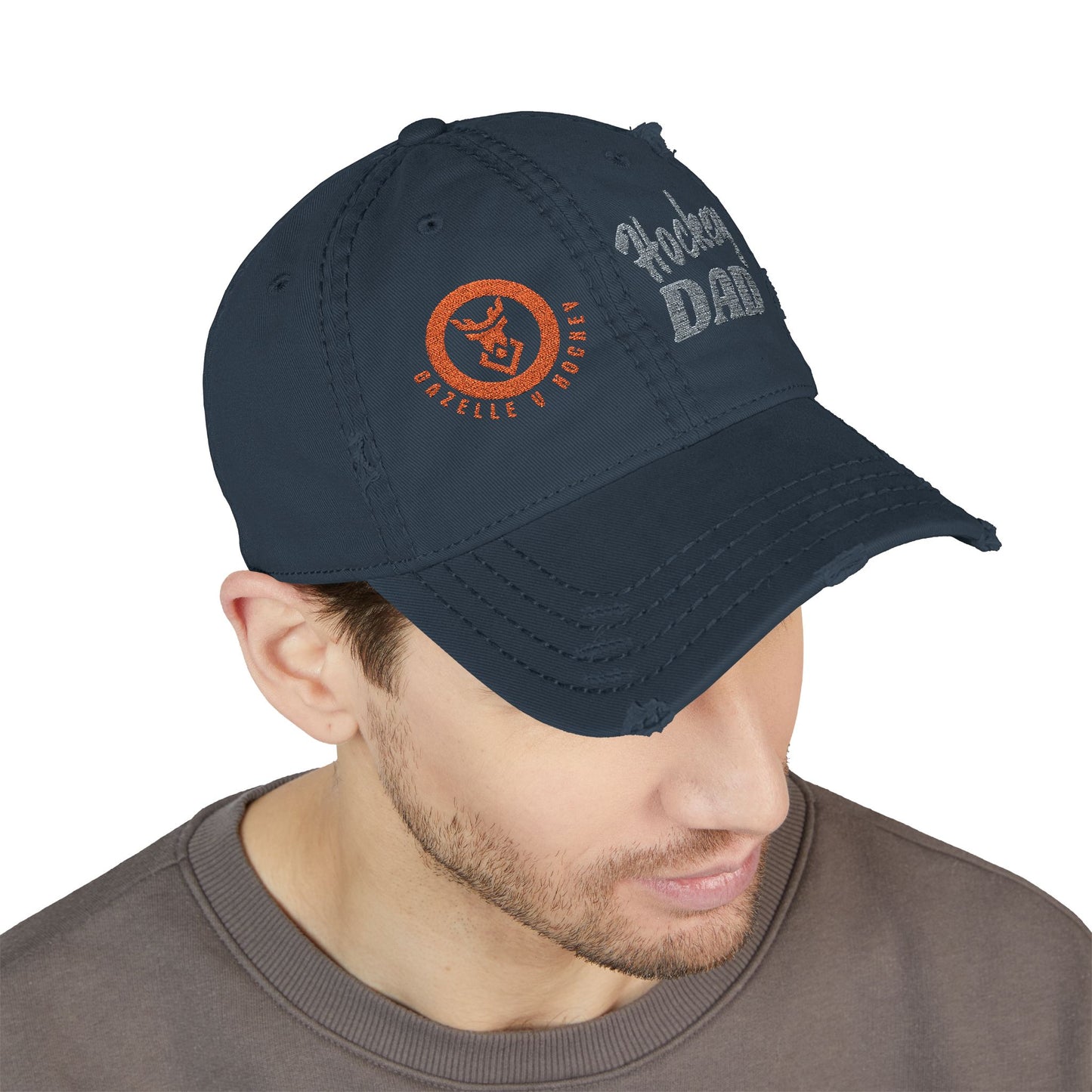 Gazelle V Hockey "Hockey Dad" Distressed Embroidered Cap