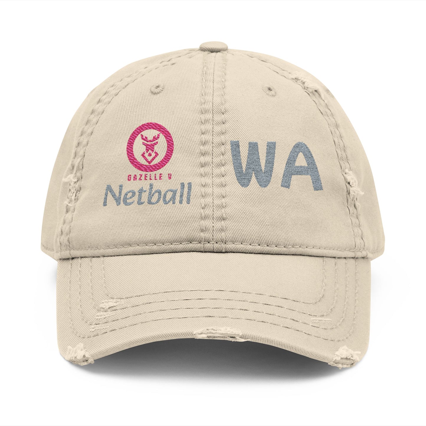 Gazelle 'Netball WA' Embroidered Distressed Baseball Cap