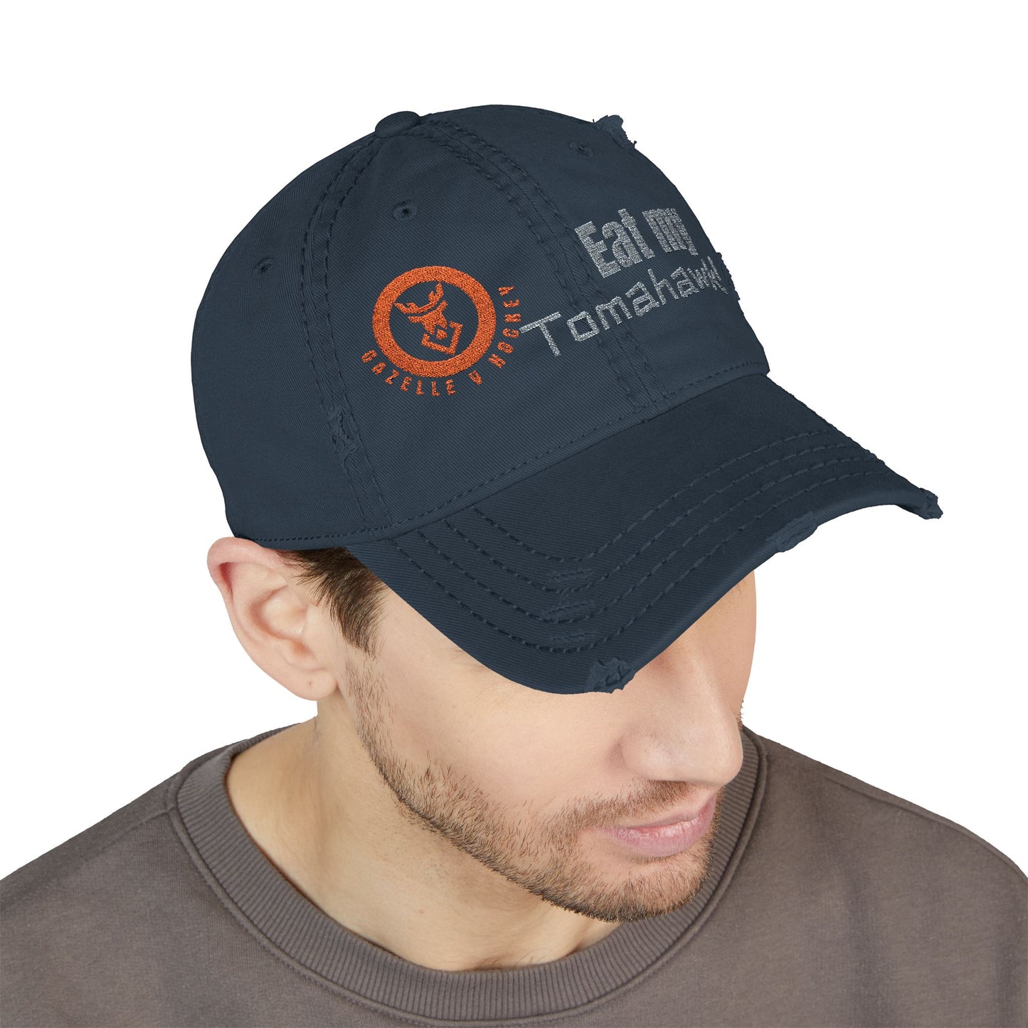 Gazelle V Hockey "Eat My Tomahawk!" Distressed Embroidered Cap