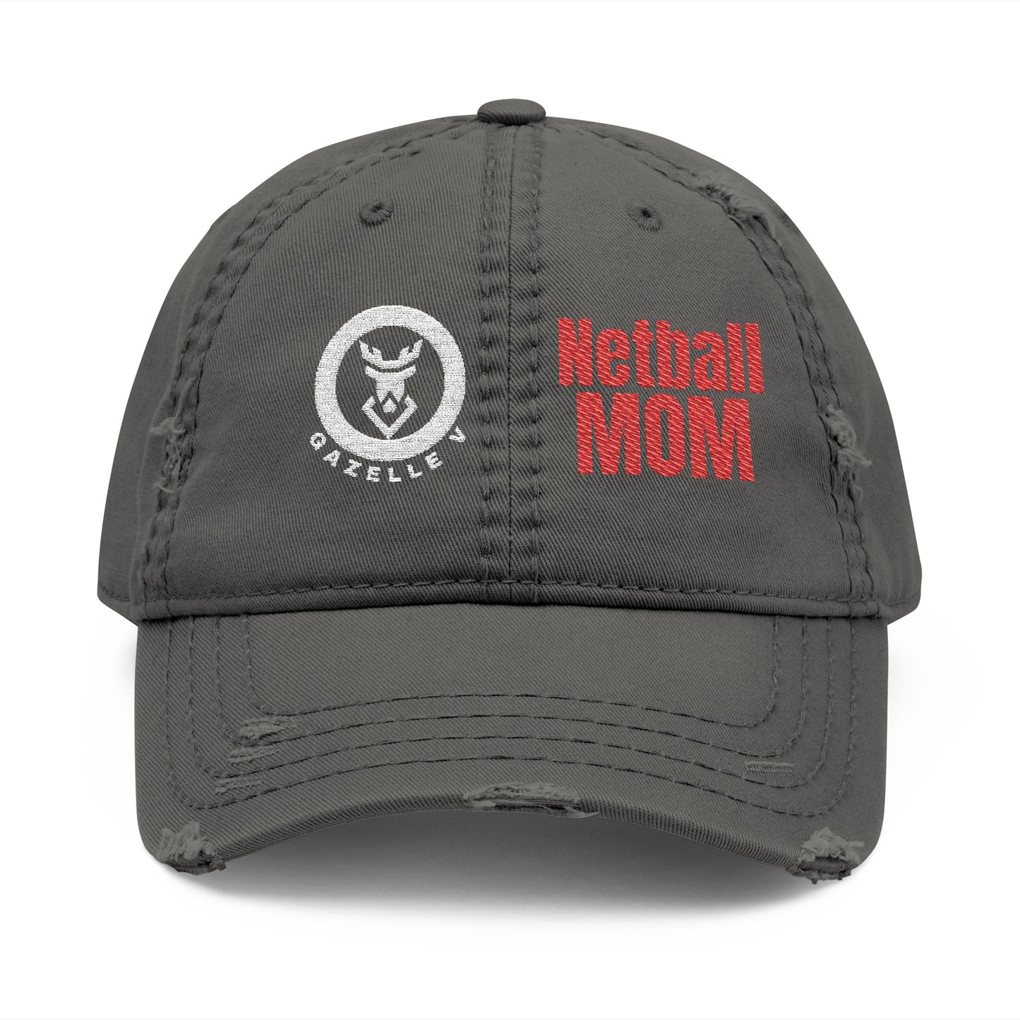 Netball Mom Hat Premium Distressed Embroidered Cap
