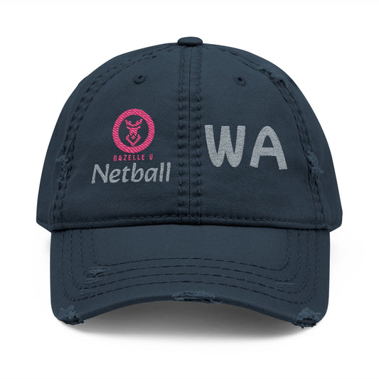 Gazelle 'Netball WA' Embroidered Distressed Baseball Cap