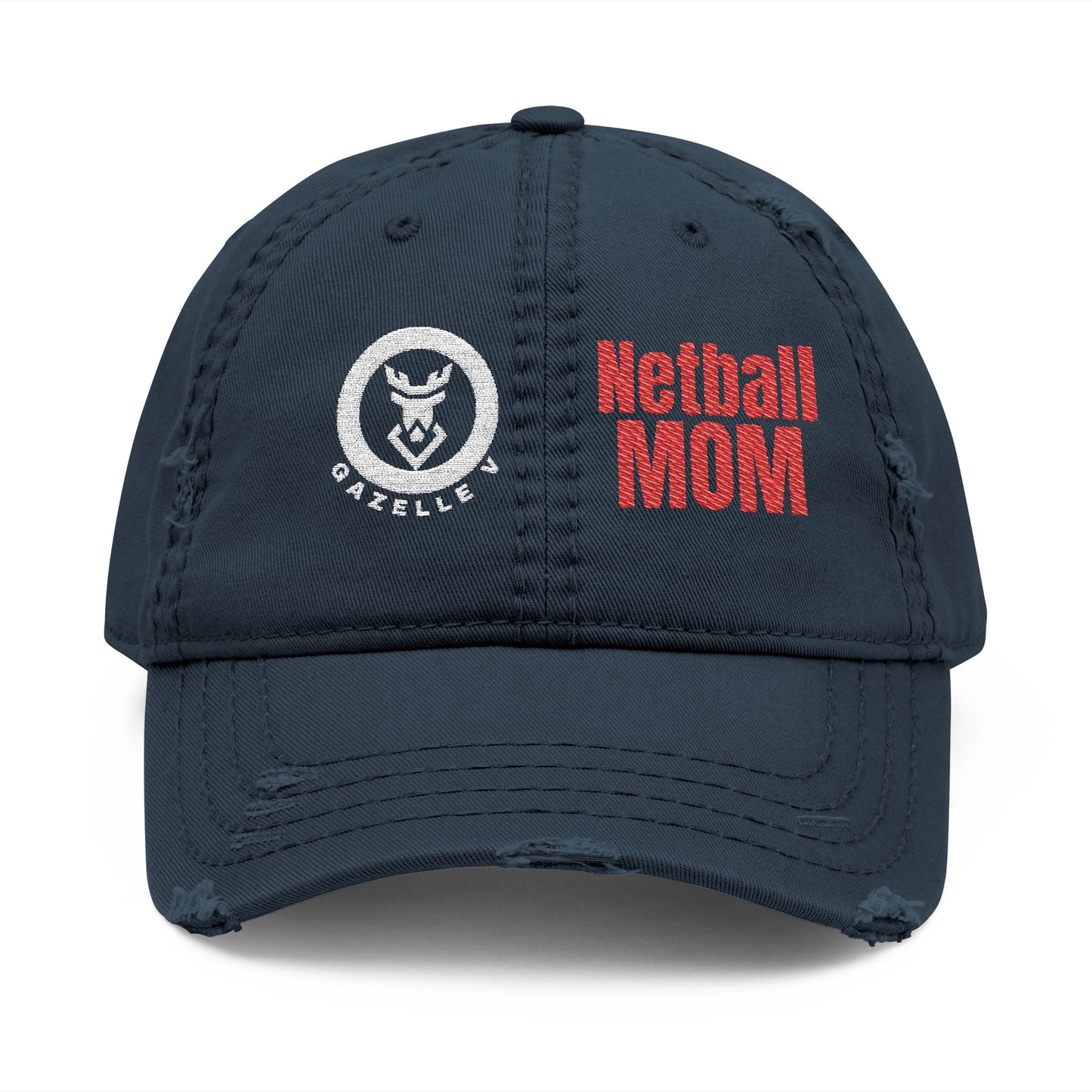 Netball Mom Hat Premium Distressed Embroidered Cap