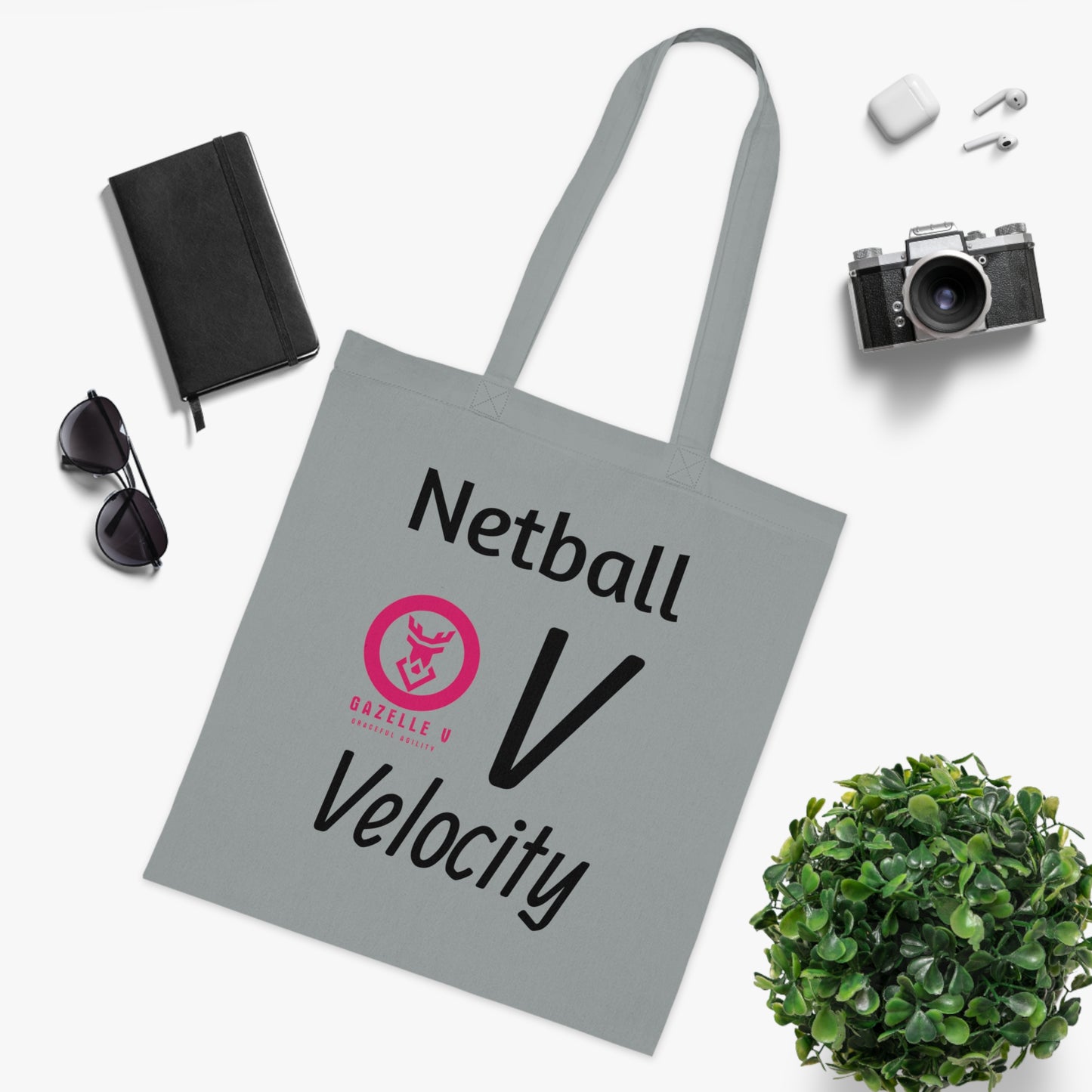 Gazelle Netball 'V for Velocity' Cotton Canvas Tote Bag