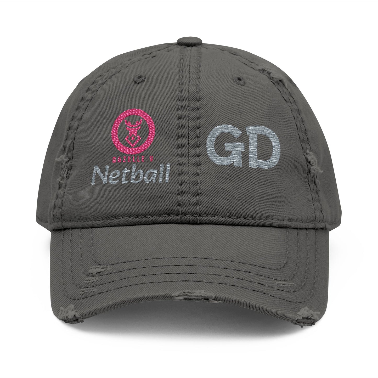 Gazelle 'Netball GD' Embroidered Distressed Baseball Cap