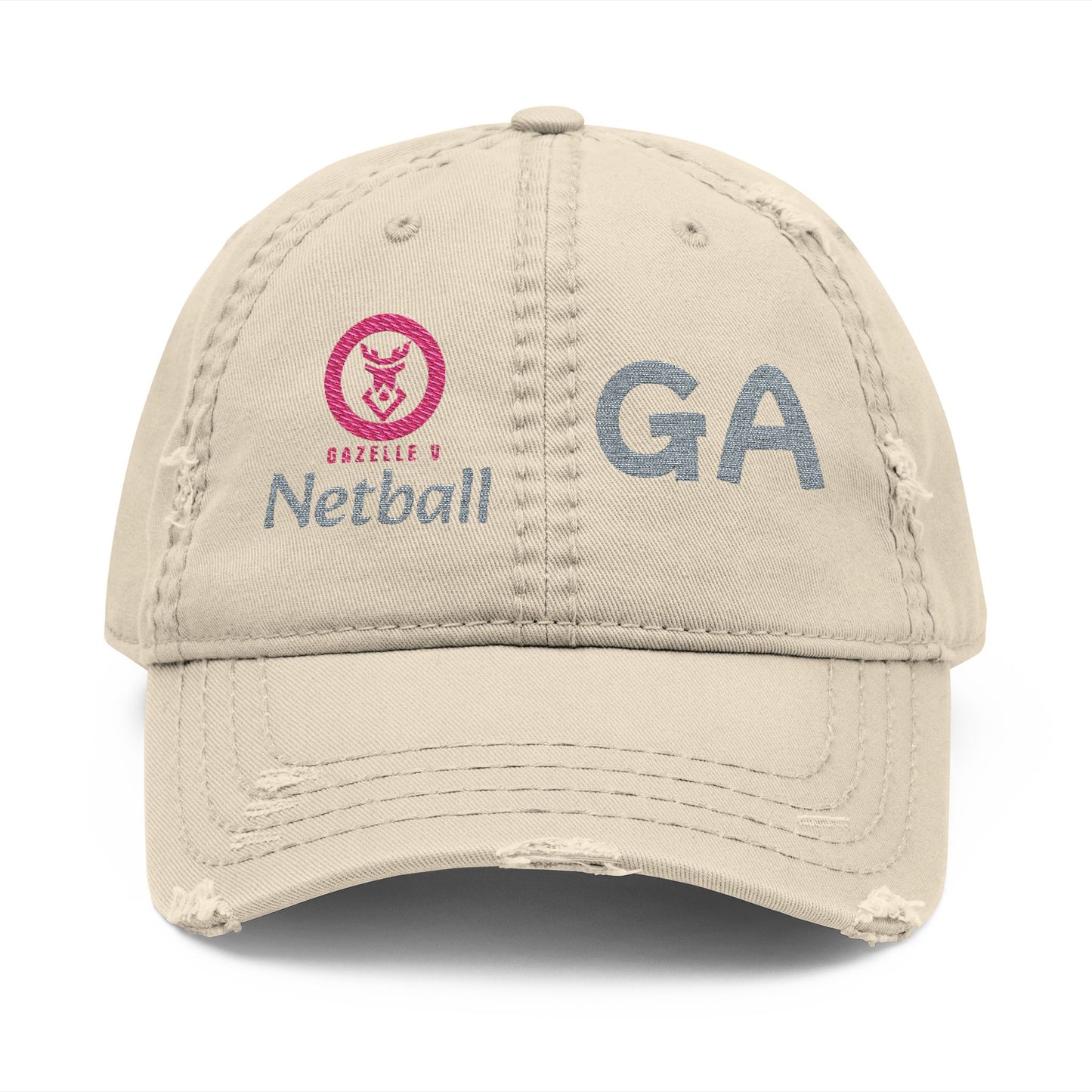 Gazelle 'Netball GA' Embroidered Distressed Baseball Cap