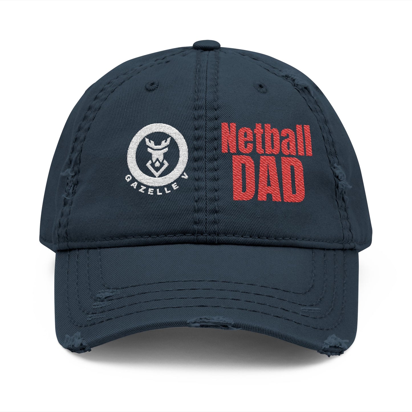 Netball Dad Hat Premium Distressed Embroidered Cap