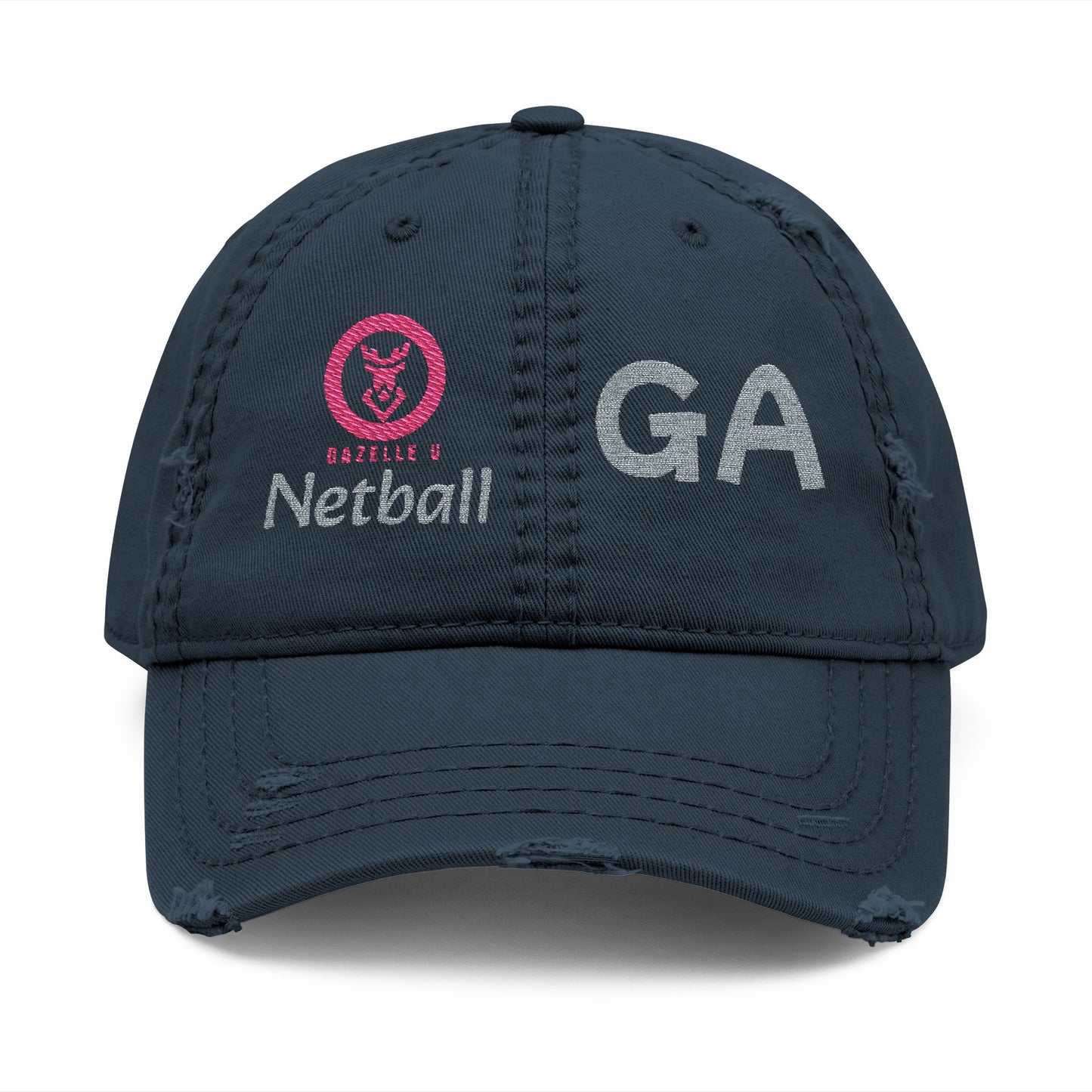 Gazelle 'Netball GA' Embroidered Distressed Baseball Cap