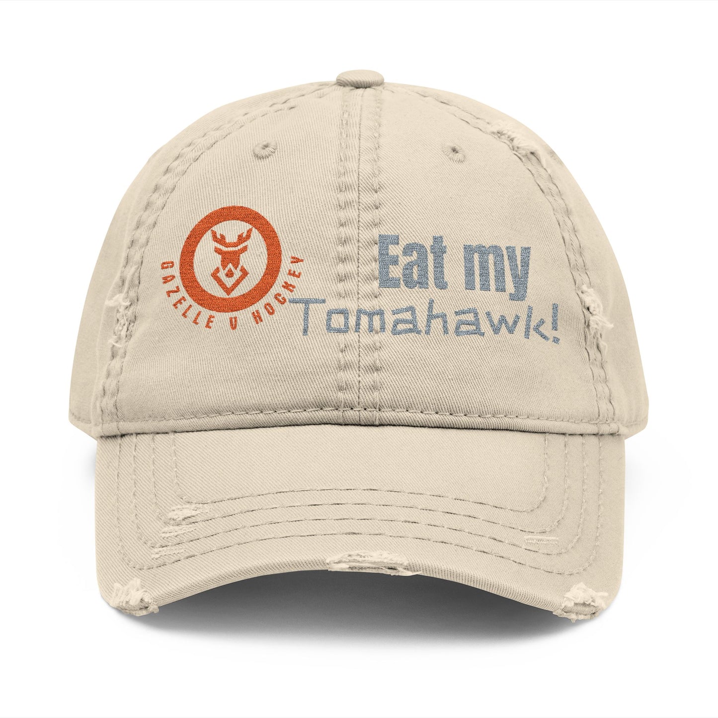 Gazelle V Hockey "Eat My Tomahawk!" Distressed Embroidered Cap