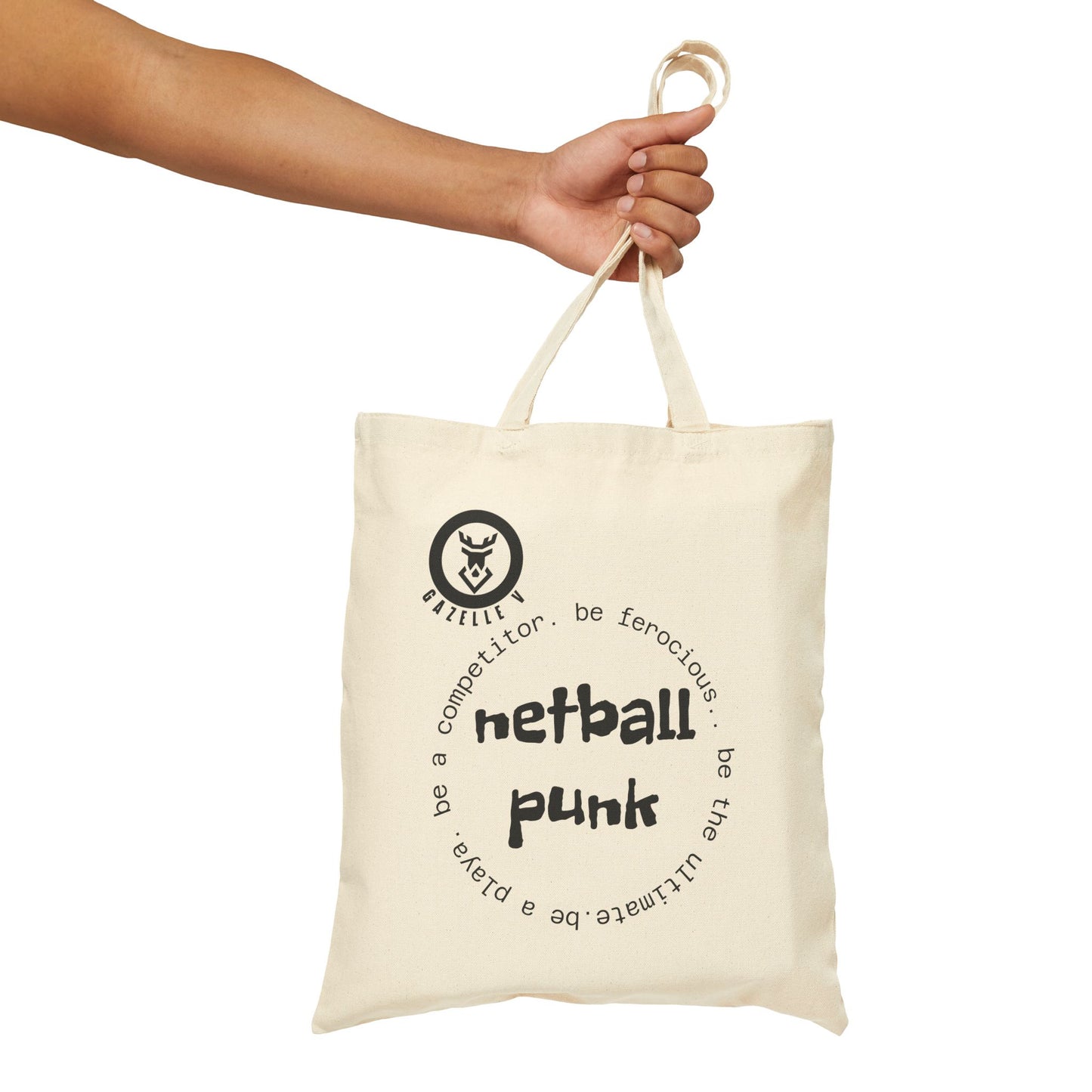 Gazelle Cotton Canvas Tote Bag 'Netball Punk'