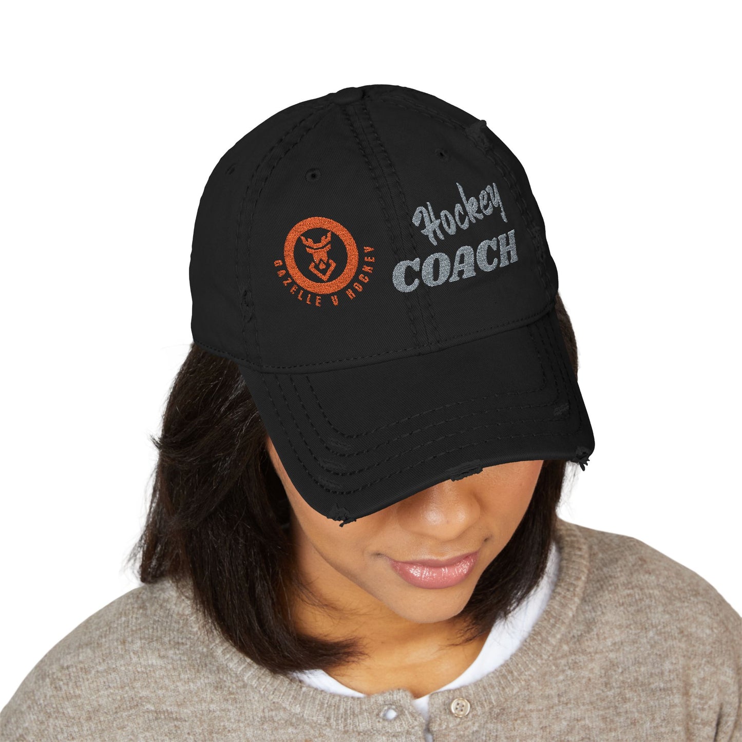 Gazelle V Hockey "Hockey Coach" Distressed Embroidered Cap
