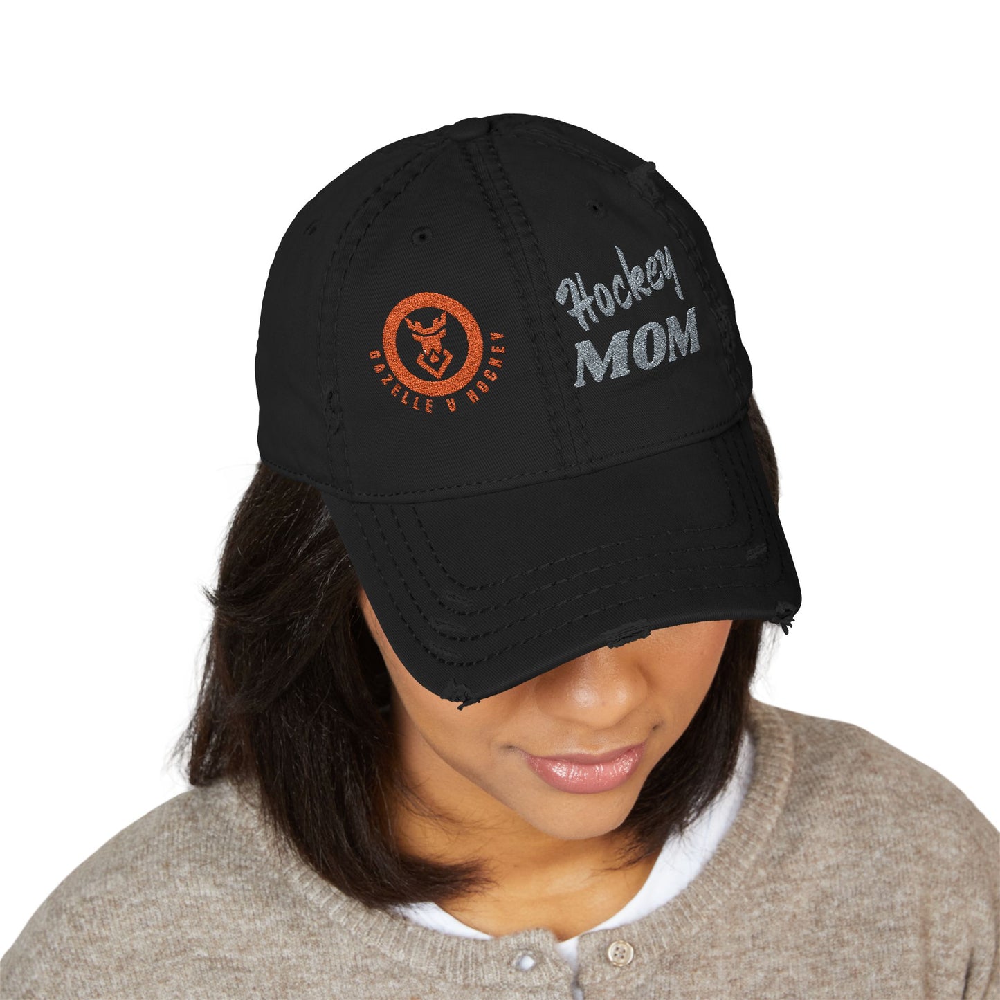 Gazelle V Hockey "Hockey Mom" Distressed Embroidered Cap
