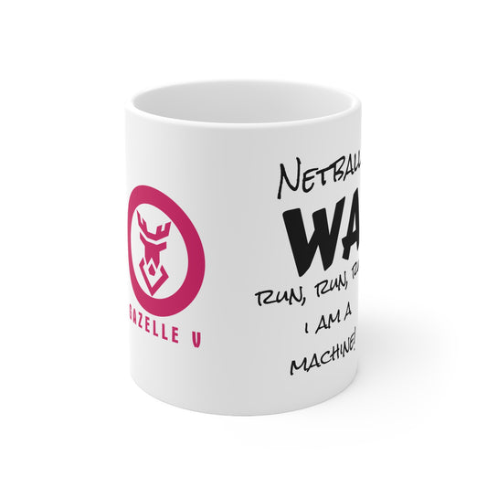 Gazelle 'Netball WA - Run, Run, Run...I Am A Machine!' coffee mug