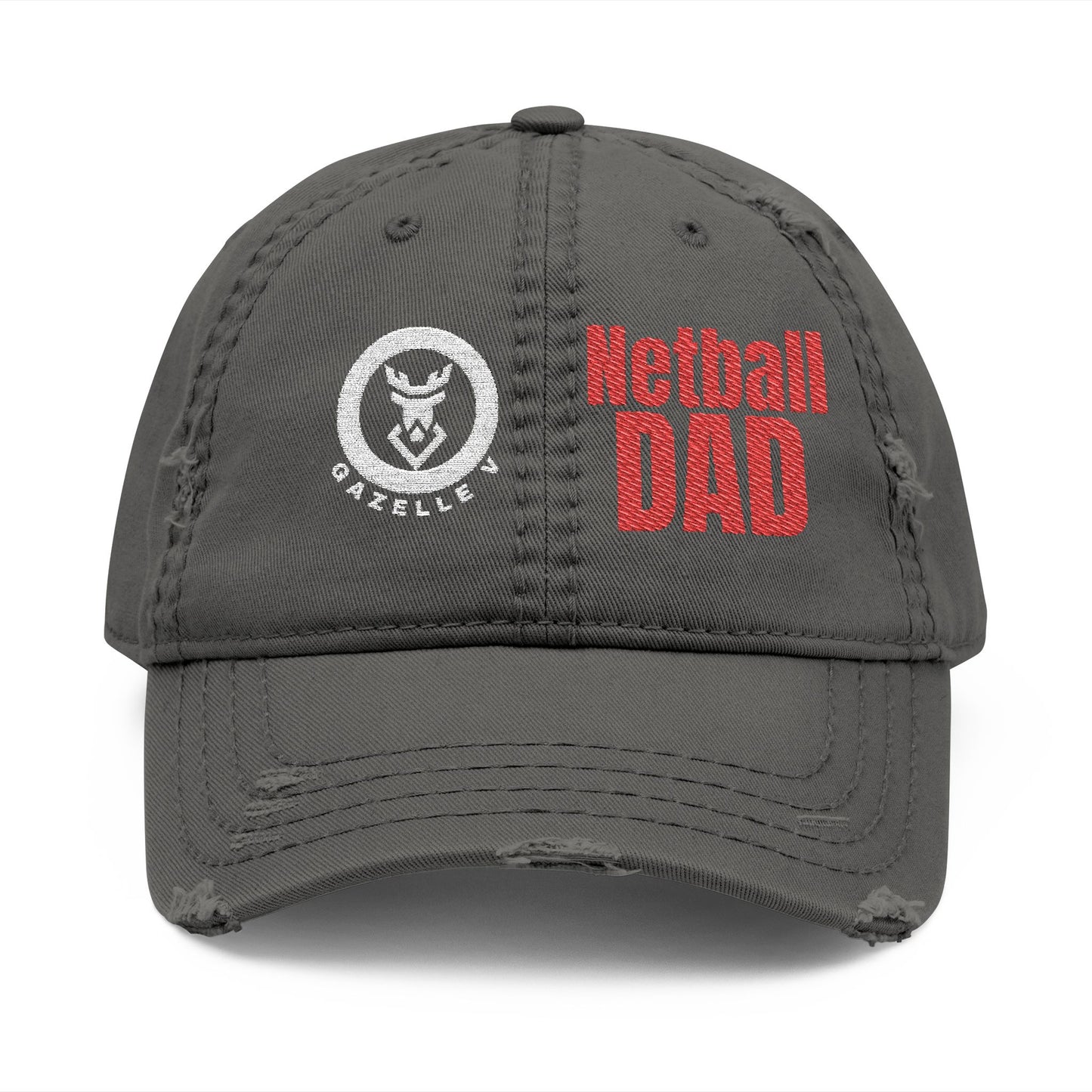 Netball Dad Hat Premium Distressed Embroidered Cap