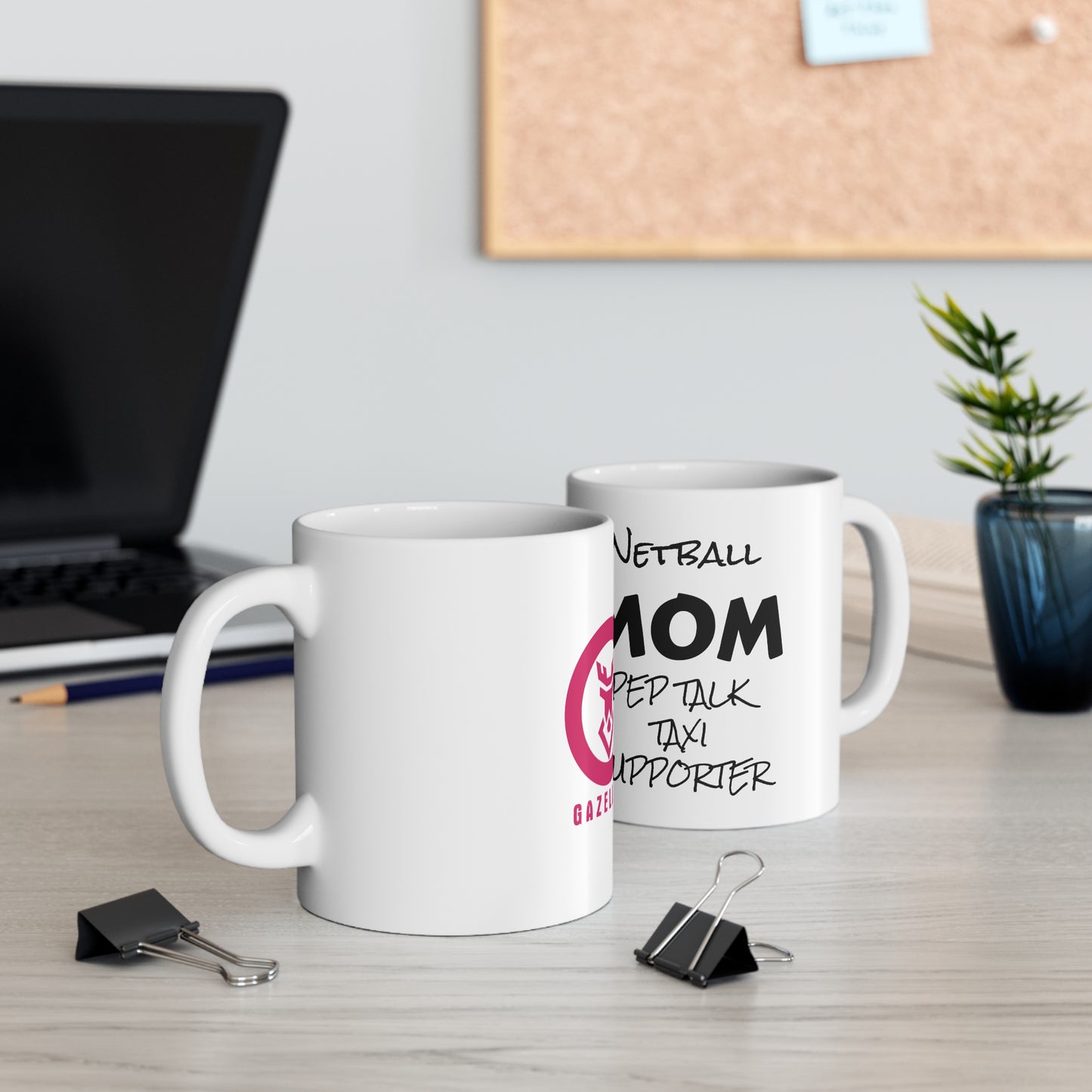 Copy of Gazelle 'Netball MOM - Pep Talk, Taxi, Supporter' coffee mug