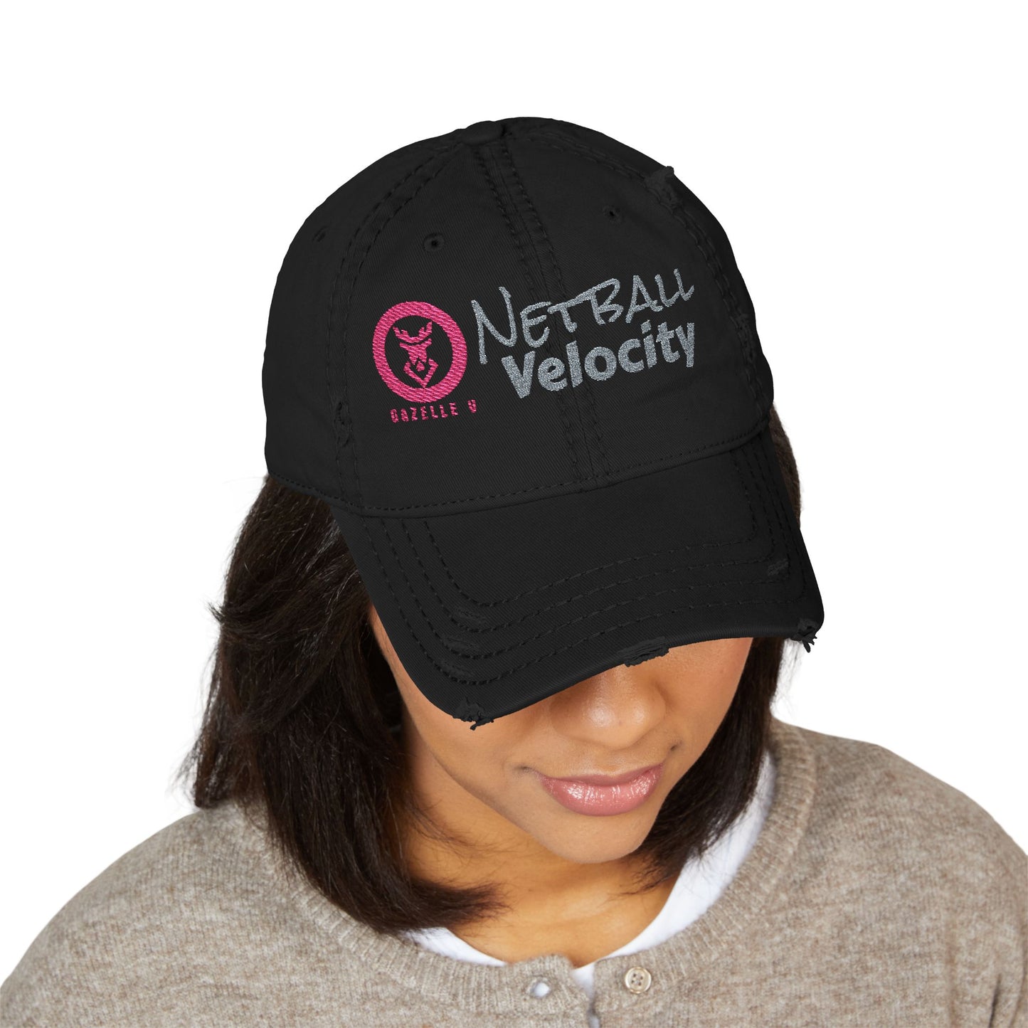 Gazelle 'Netball Velocity' Embroidered Distressed Baseball Cap