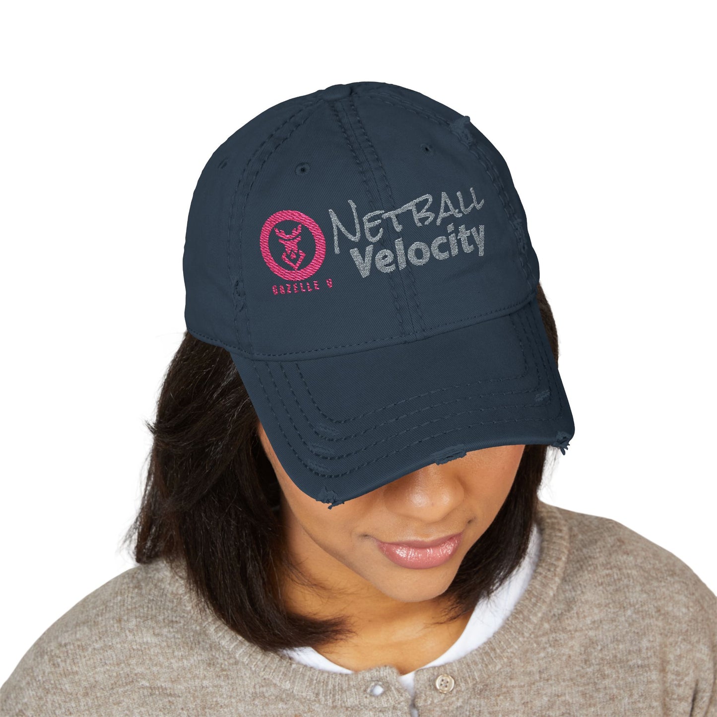 Gazelle 'Netball Velocity' Embroidered Distressed Baseball Cap