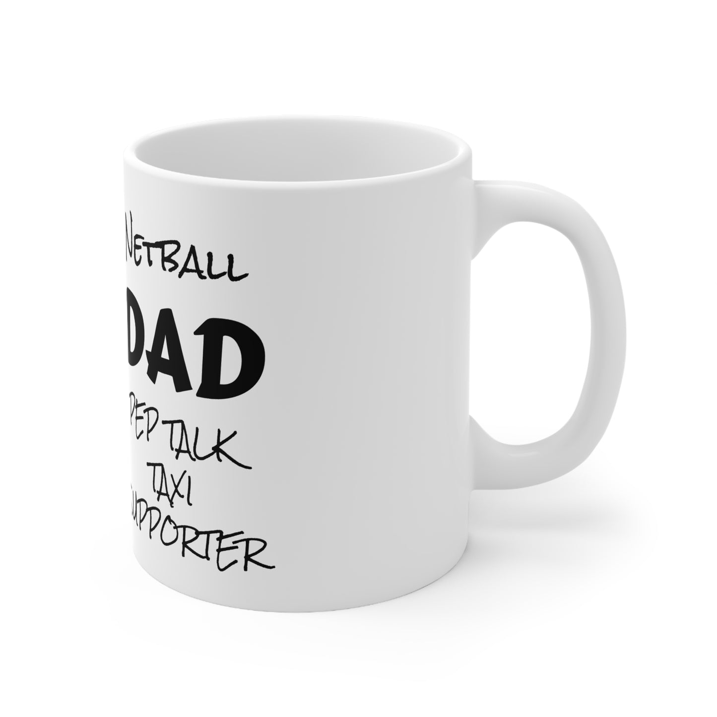 Gazelle 'Netball DAD - Pep Talk, Taxi, Supporter' coffee mug