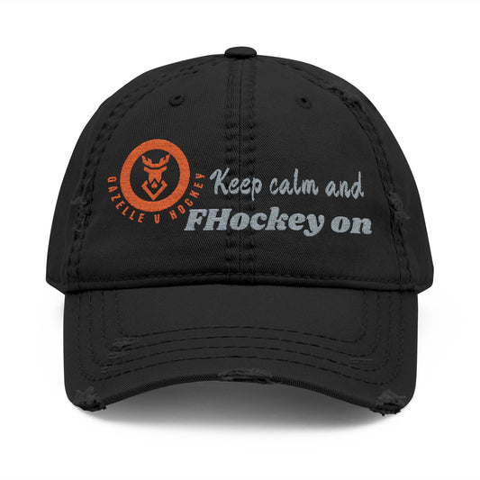 Gazelle V Hockey "Keep Calm and FHockey on" Distressed Embroidered Cap