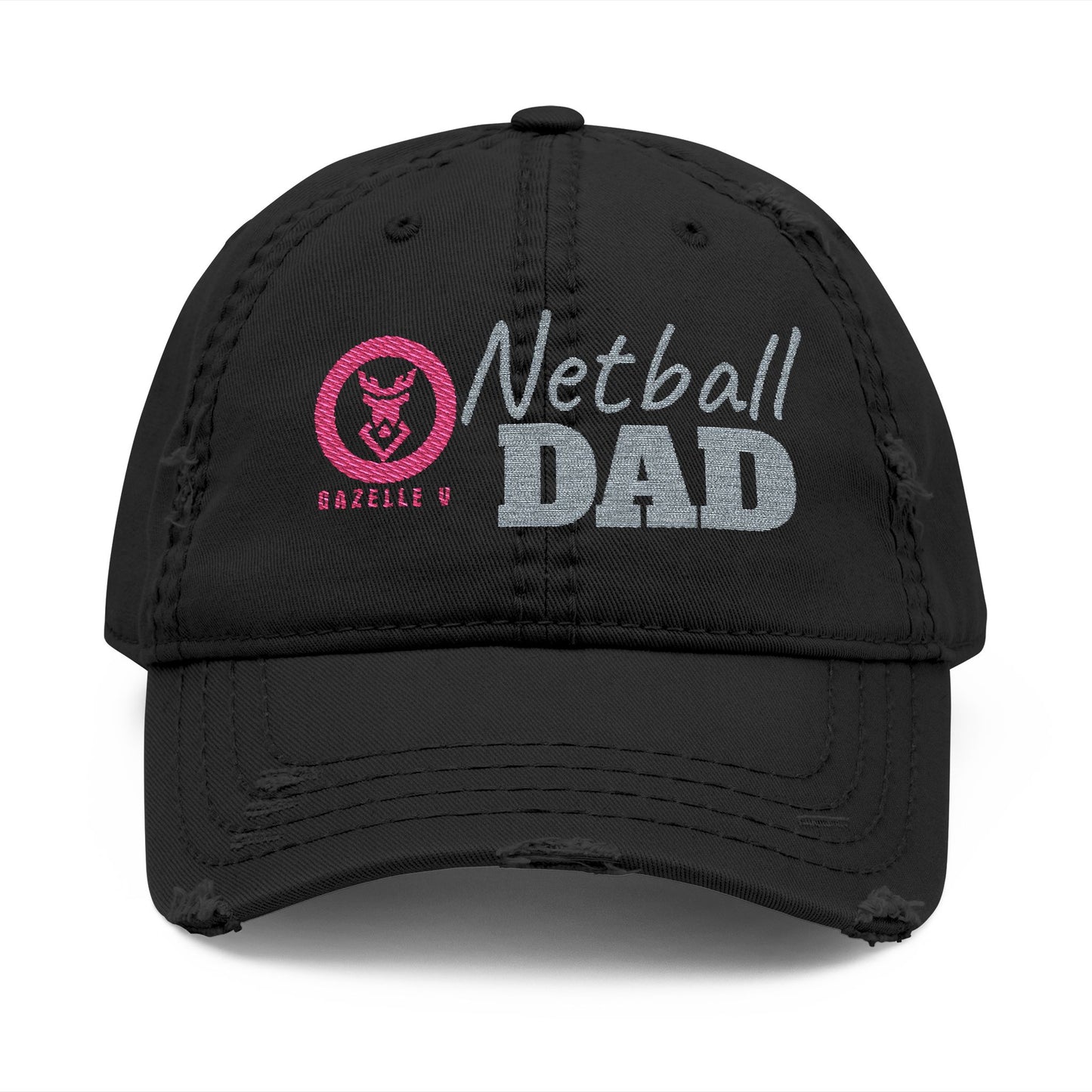 Gazelle 'Netball Dad' Embroidered Distressed Baseball Cap