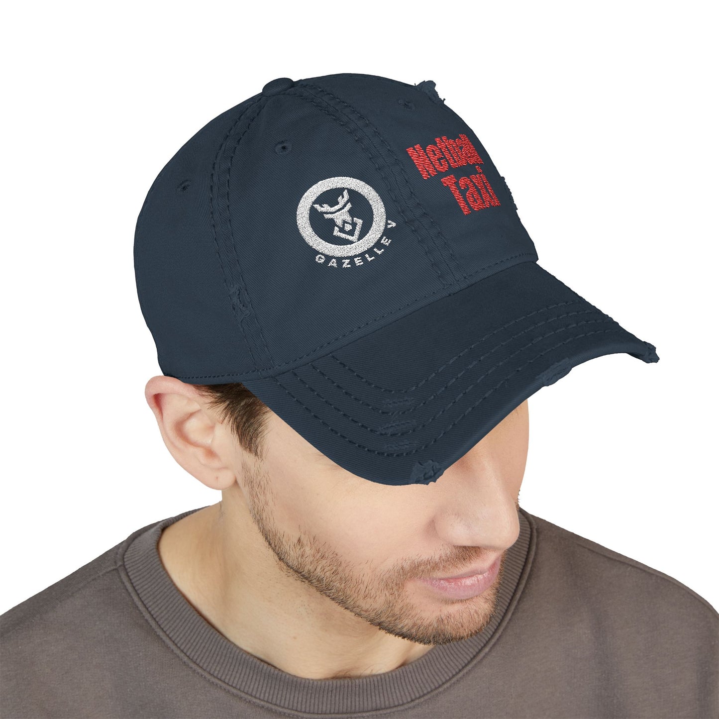 Netball Taxi Hat Premium Distressed Embroidered Cap