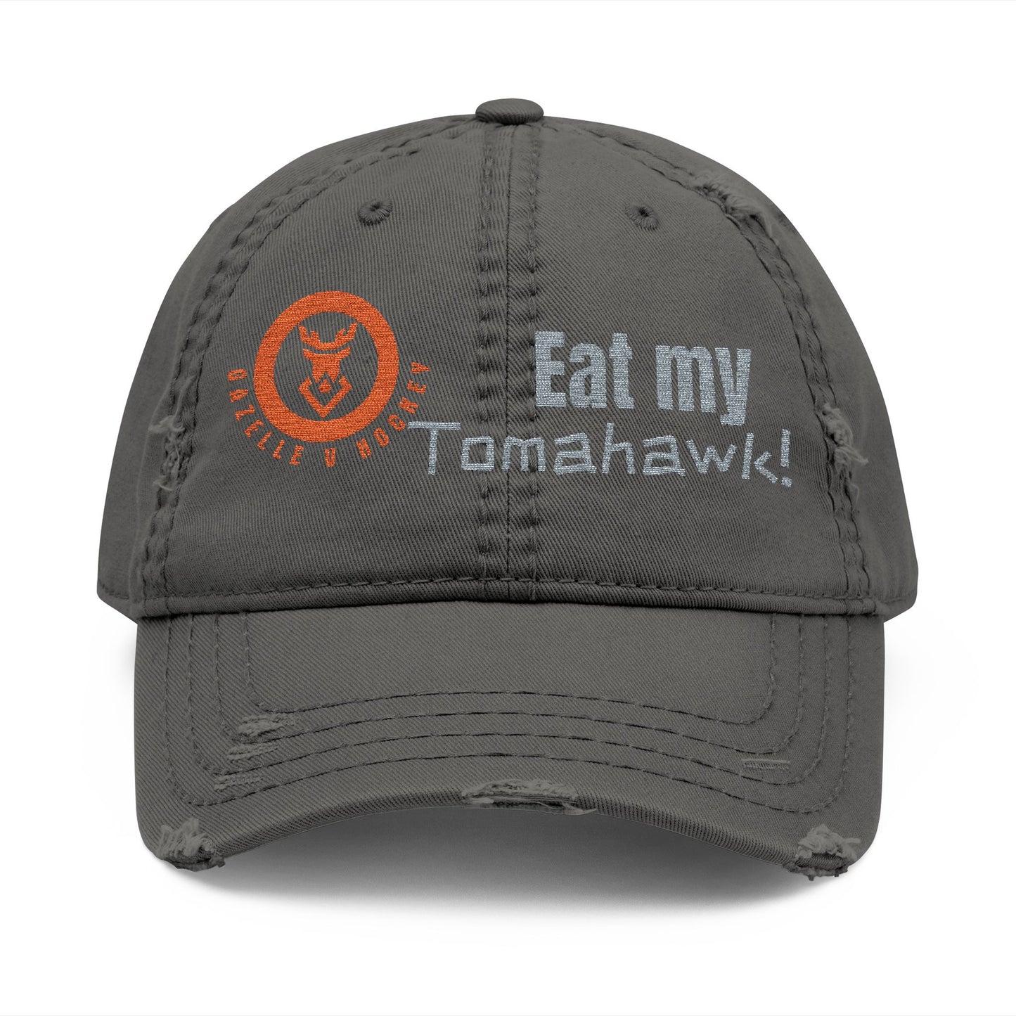 Gazelle V Hockey "Eat My Tomahawk!" Distressed Embroidered Cap