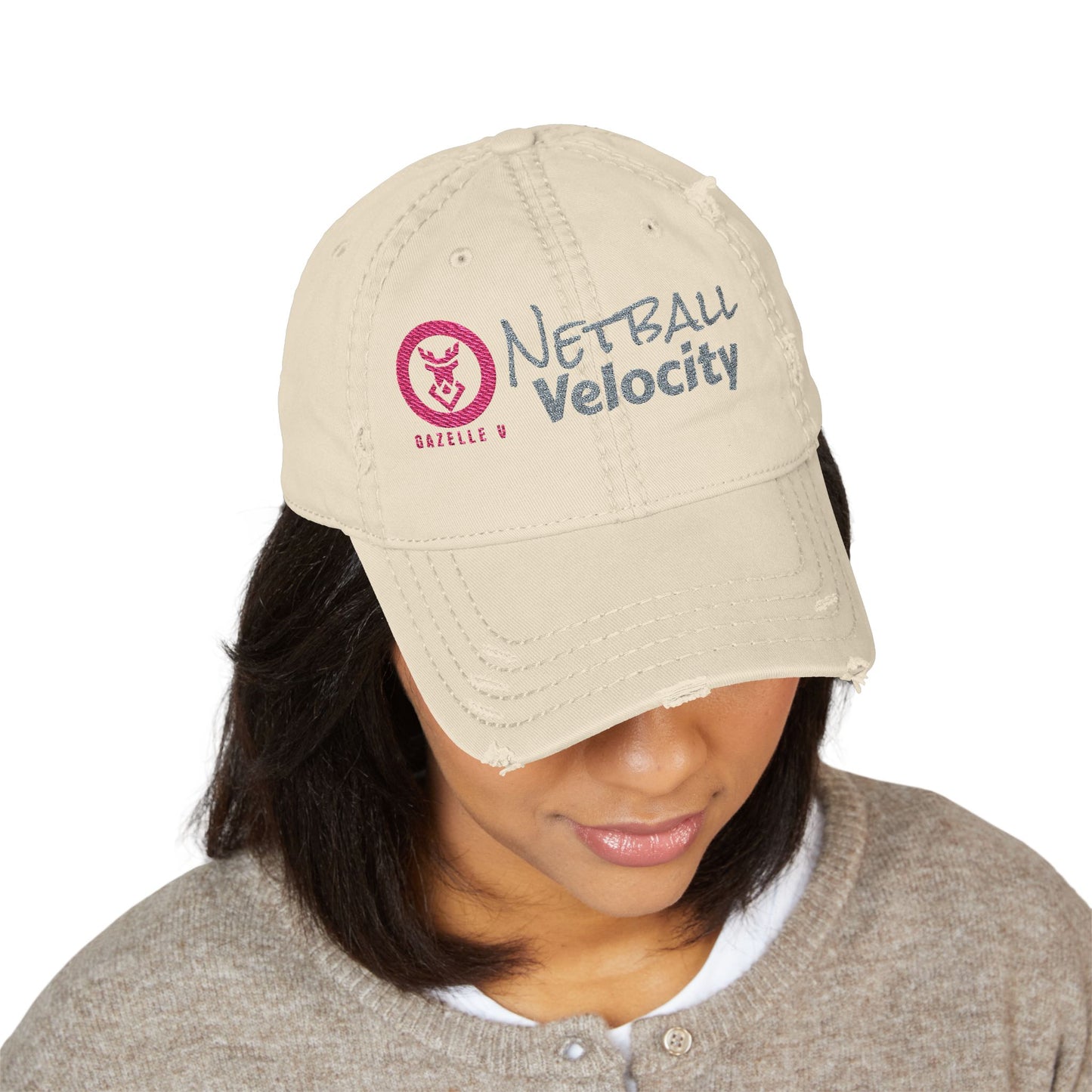Gazelle 'Netball Velocity' Embroidered Distressed Baseball Cap