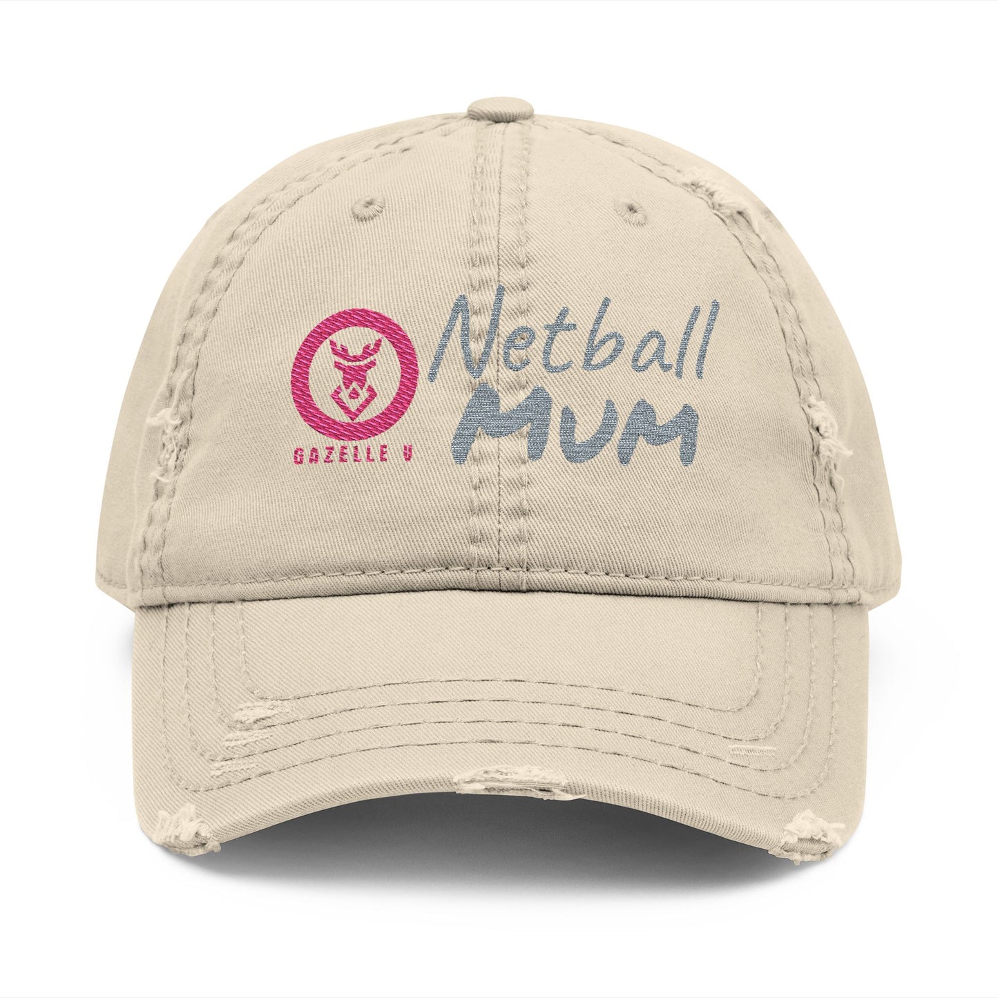 Gazelle 'Netball Mum' Embroidered Distressed Baseball Cap
