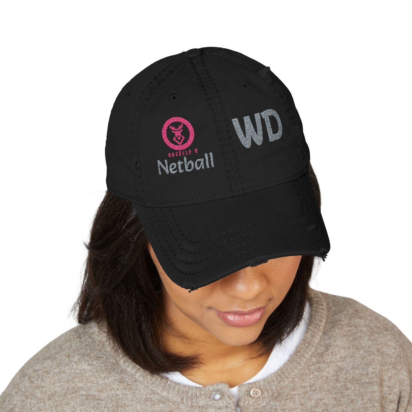 Gazelle 'Netball WD' Embroidered Distressed Baseball Cap