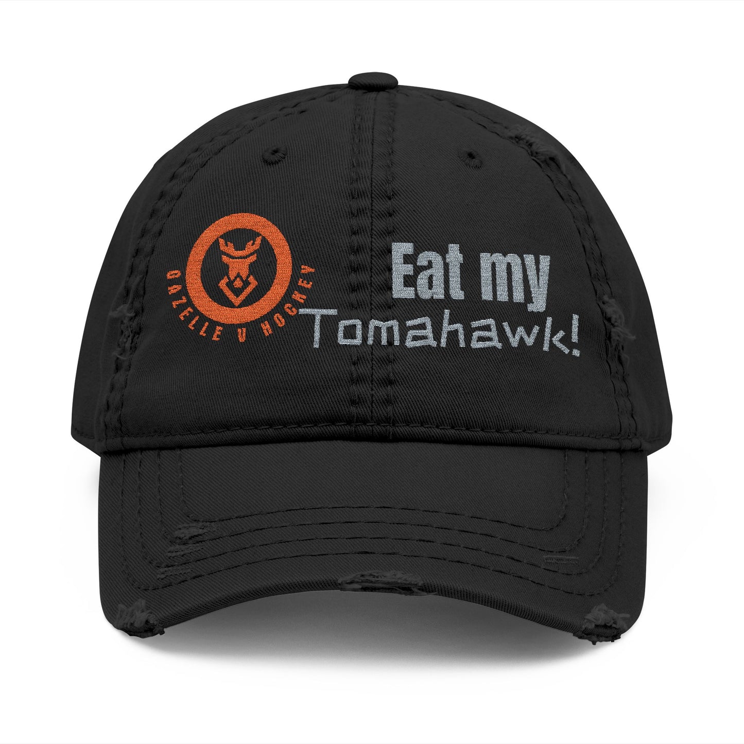 Gazelle V Hockey "Eat My Tomahawk!" Distressed Embroidered Cap