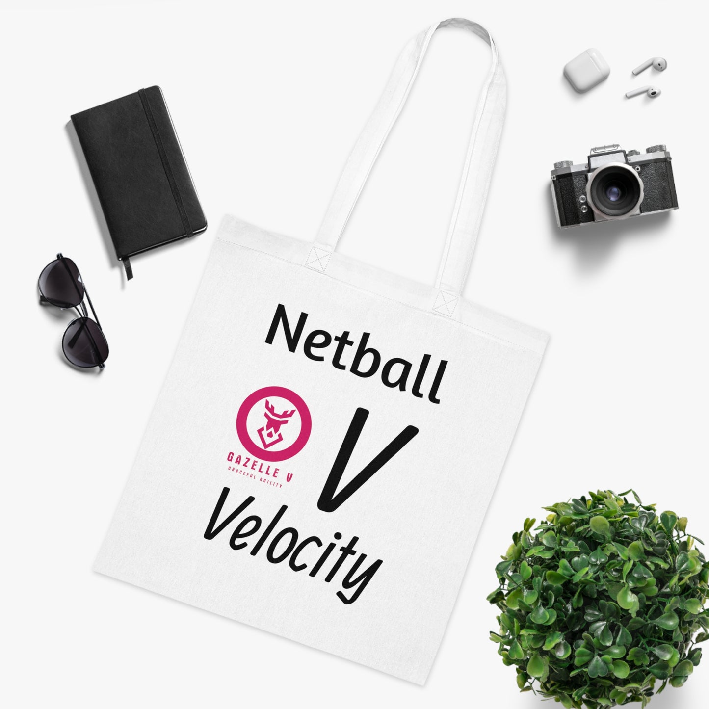 Gazelle Netball 'V for Velocity' Cotton Canvas Tote Bag