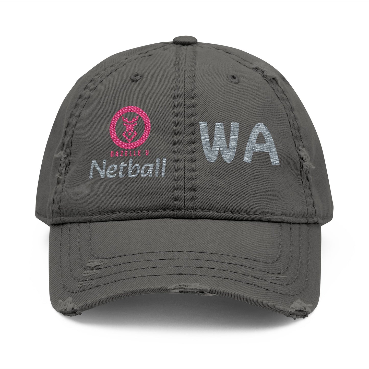 Gazelle 'Netball WA' Embroidered Distressed Baseball Cap