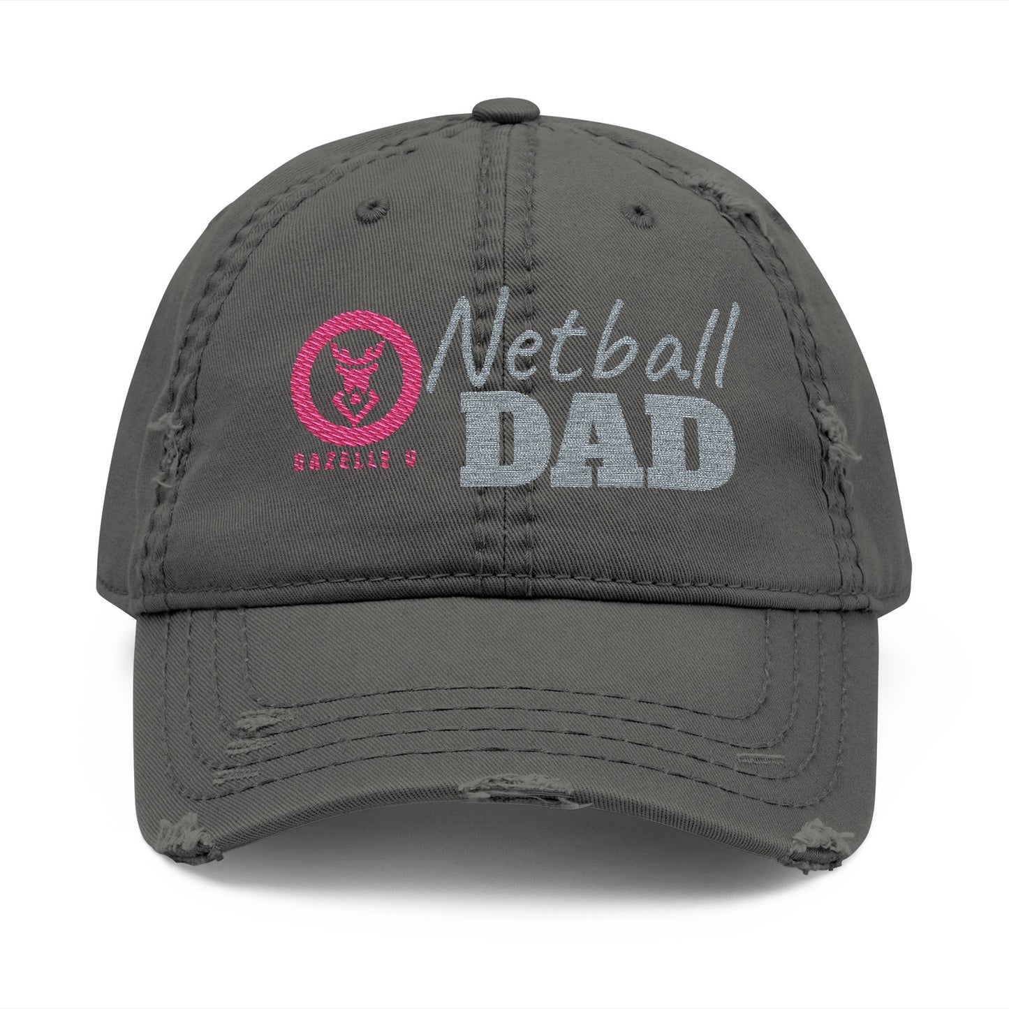 Gazelle 'Netball Dad' Embroidered Distressed Baseball Cap