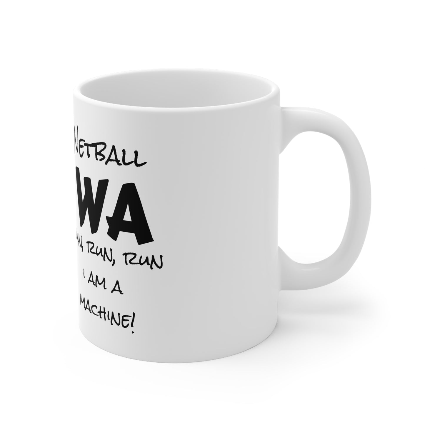 Gazelle 'Netball WA - Run, Run, Run...I Am A Machine!' coffee mug