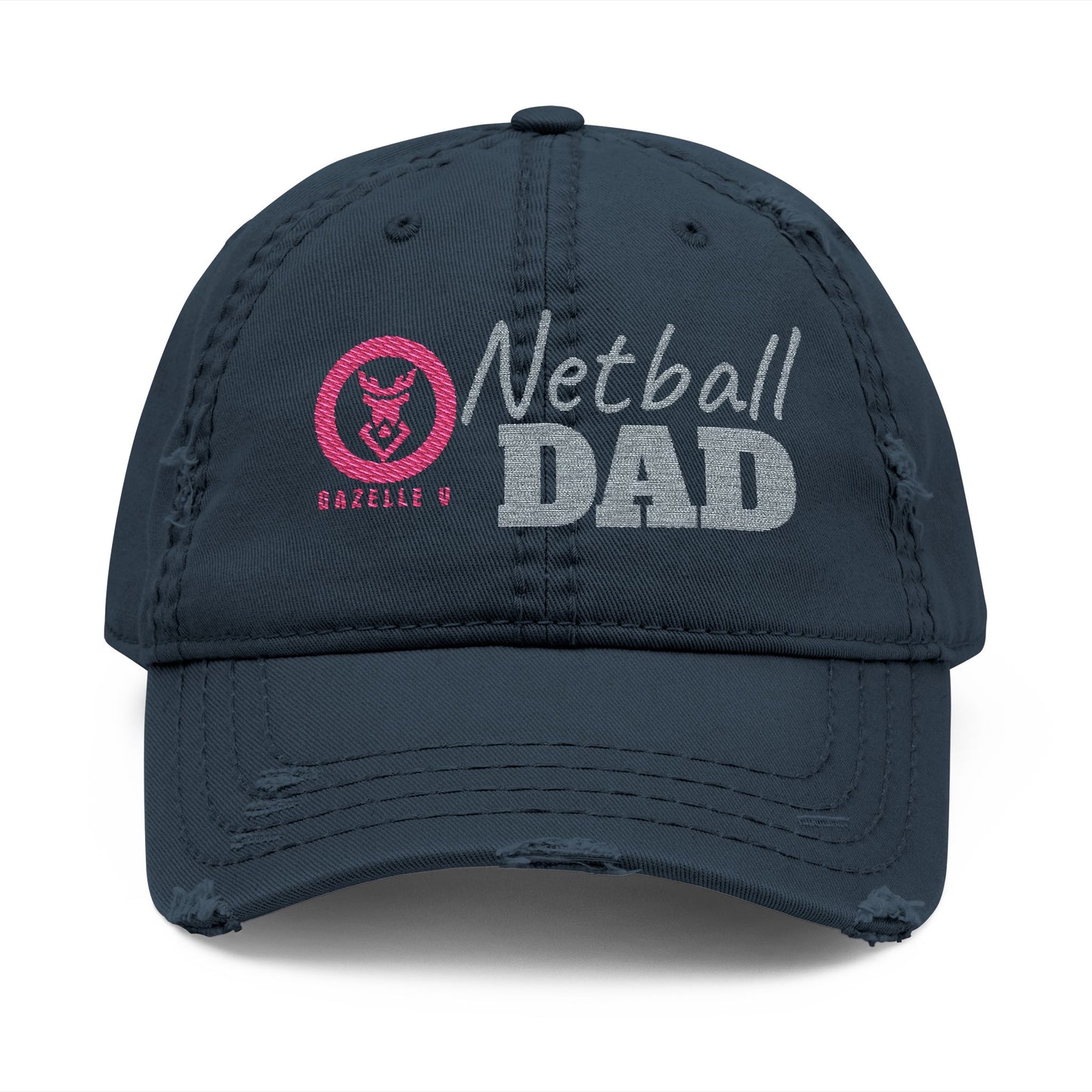Gazelle 'Netball Dad' Embroidered Distressed Baseball Cap