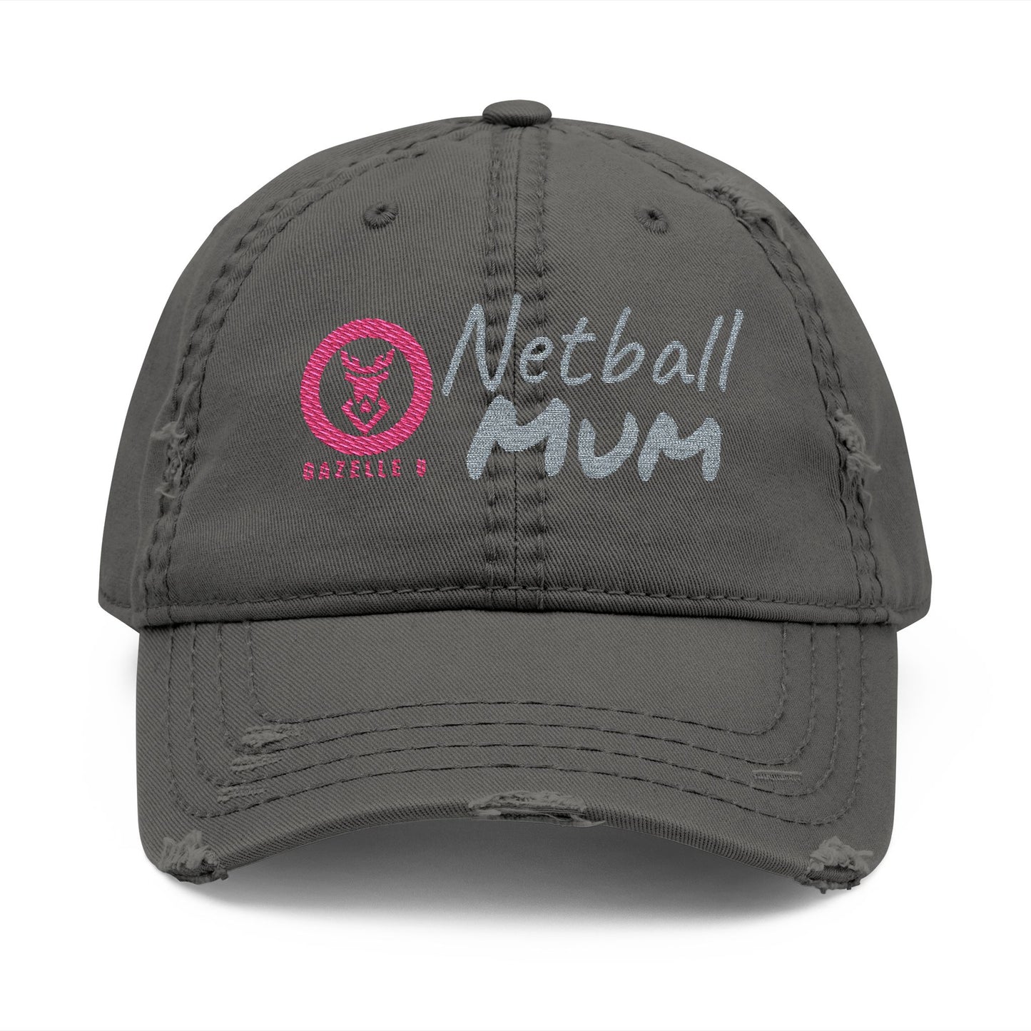 Gazelle 'Netball Mum' Embroidered Distressed Baseball Cap
