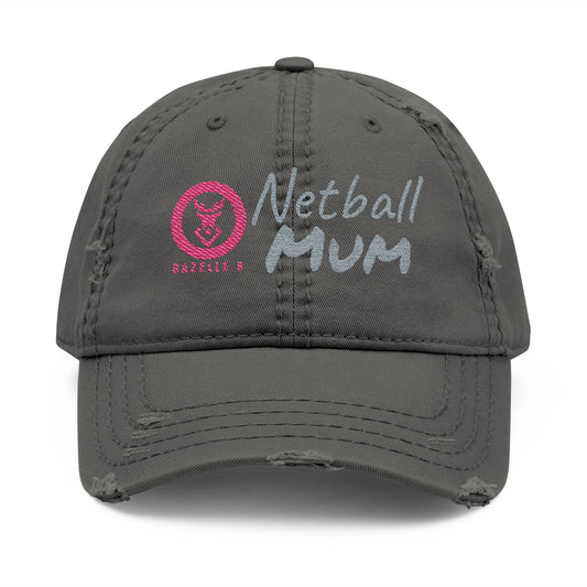 Gazelle 'Netball Mum' Embroidered Distressed Baseball Cap
