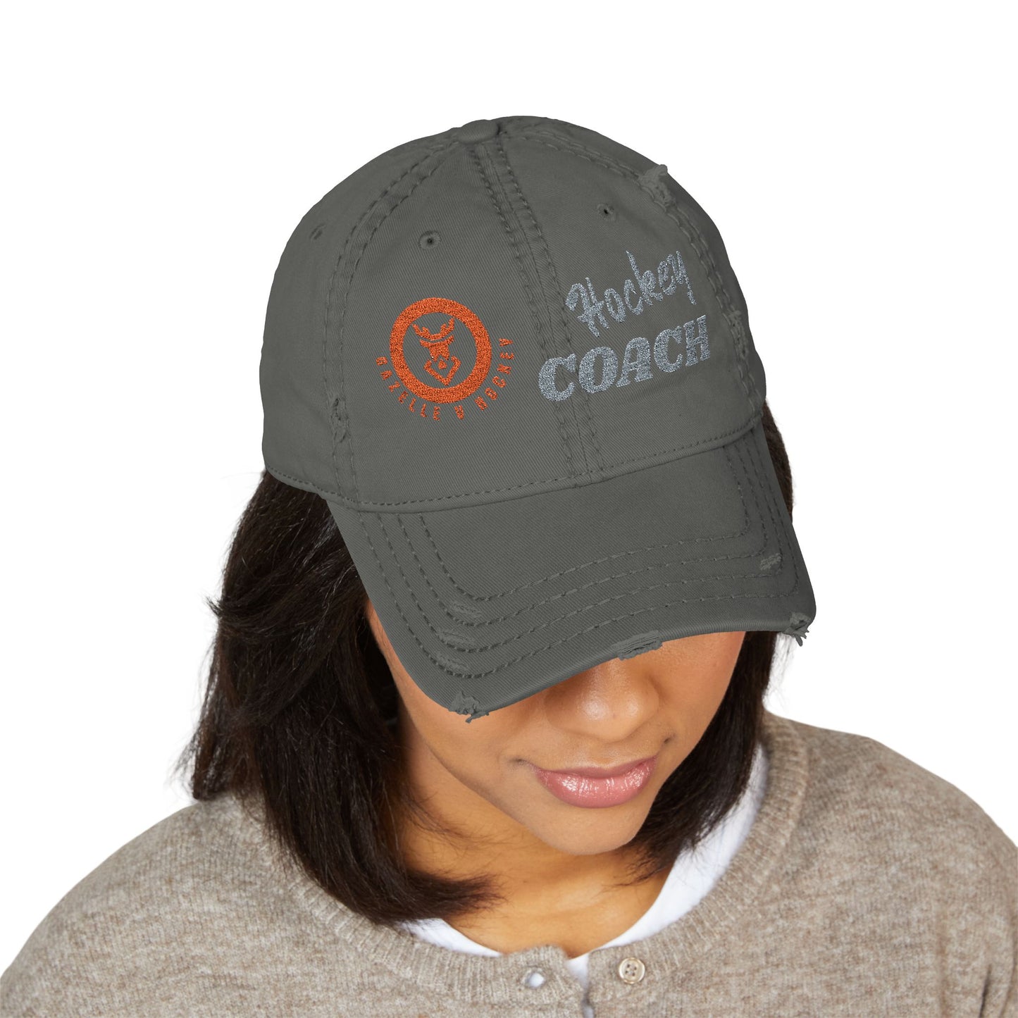 Gazelle V Hockey "Hockey Coach" Distressed Embroidered Cap