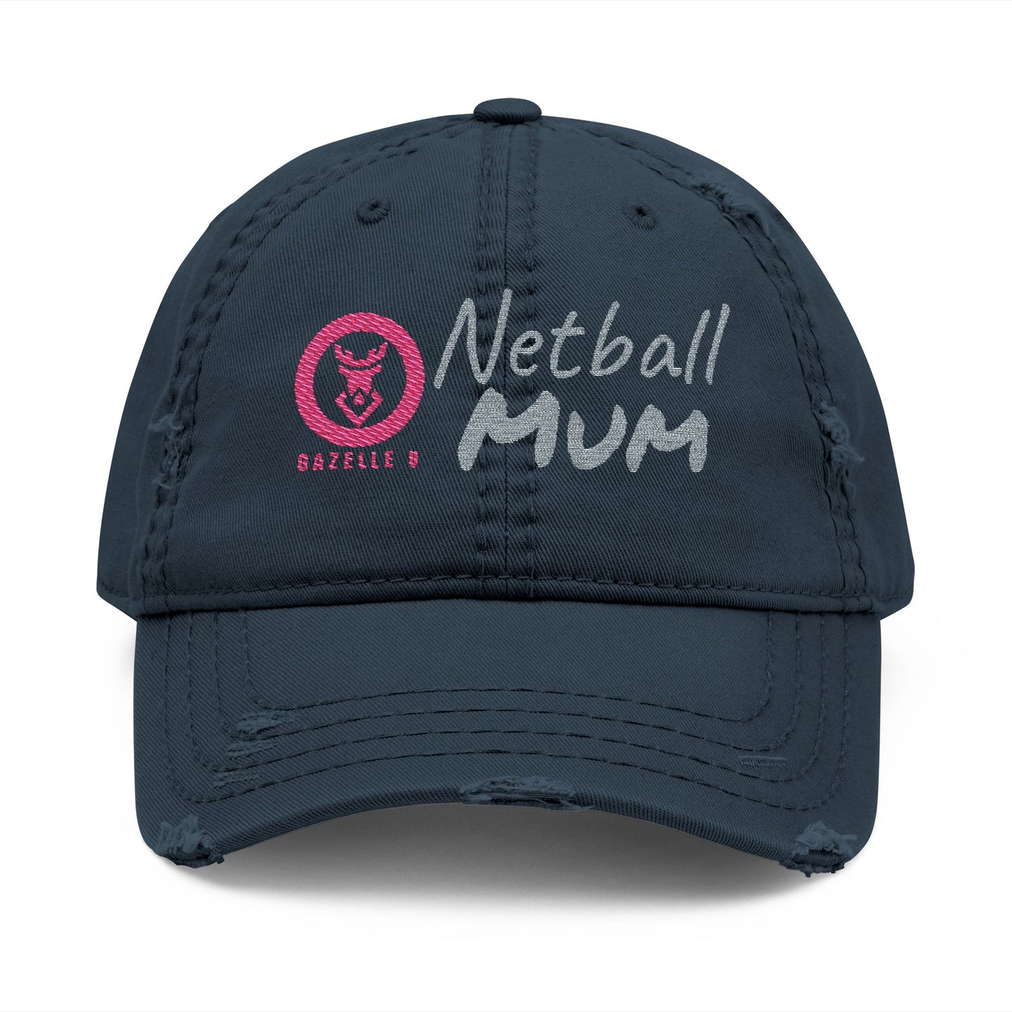Gazelle 'Netball Mum' Embroidered Distressed Baseball Cap
