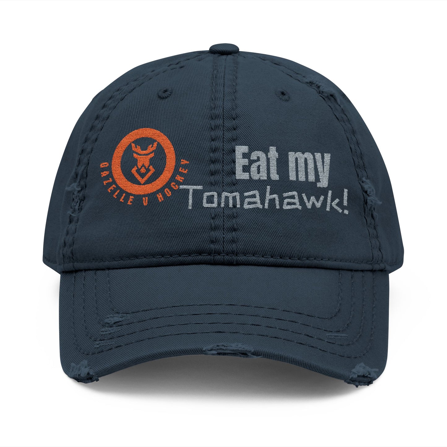 Gazelle V Hockey "Eat My Tomahawk!" Distressed Embroidered Cap