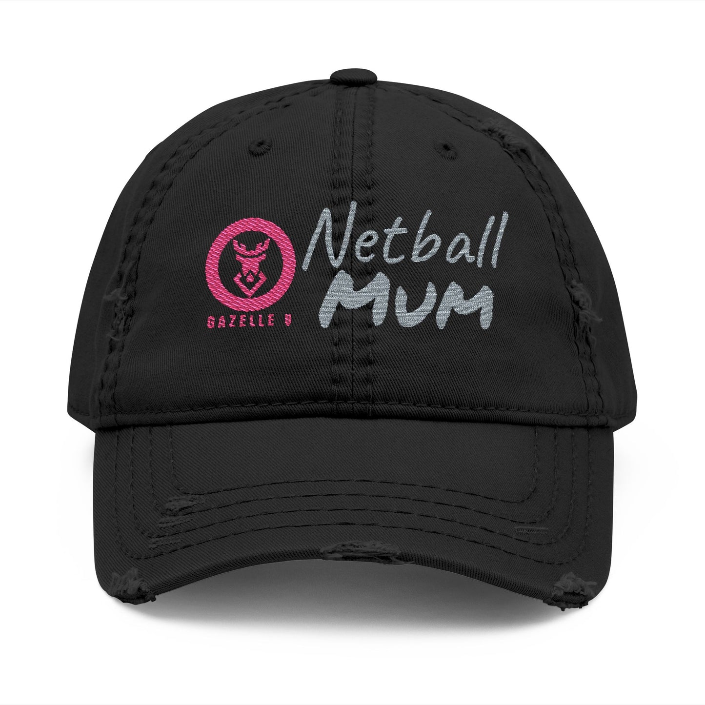 Gazelle 'Netball Mum' Embroidered Distressed Baseball Cap
